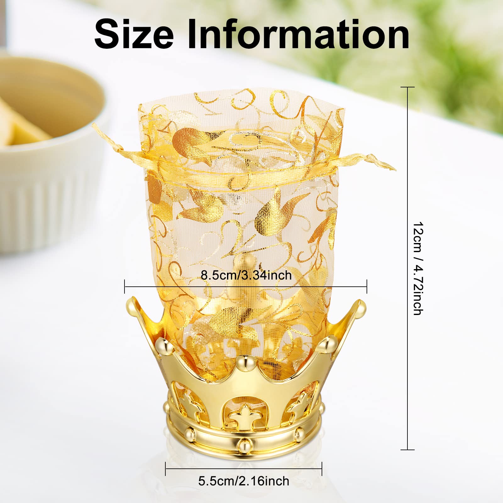 Jetec Gold Fillable Crown Goblet With Pouch For Candy Chocolate Cake Dessert Storage Decoration For Princess Baby Shower Birthda