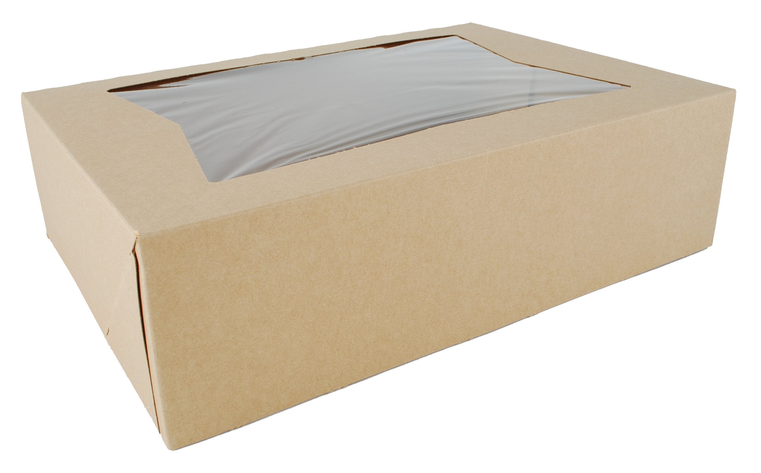 SCT 24263K Kraft Paperboard Window Bakery Box, 14 Length x 10 Width x 4 Height (Case of 100)