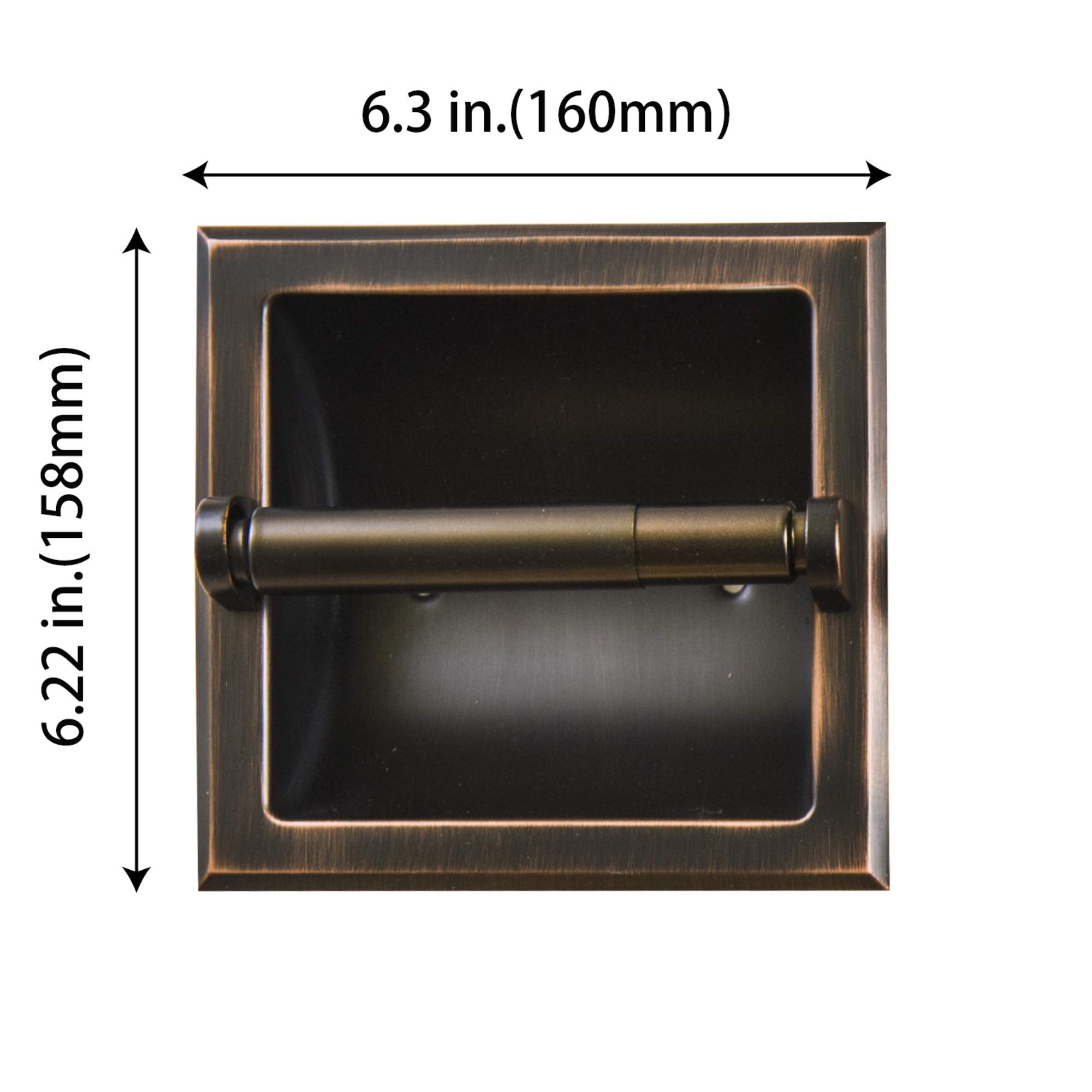 SENTO Recessed Oil Rubbed Bronze Toilet Paper Holder  Wall Mounted Heavy Duty Metal Toilet Paper Roll Holder with Rear Mounting Bracket  in Wall  Easy Installation  Oil-Rubbed Bronze
