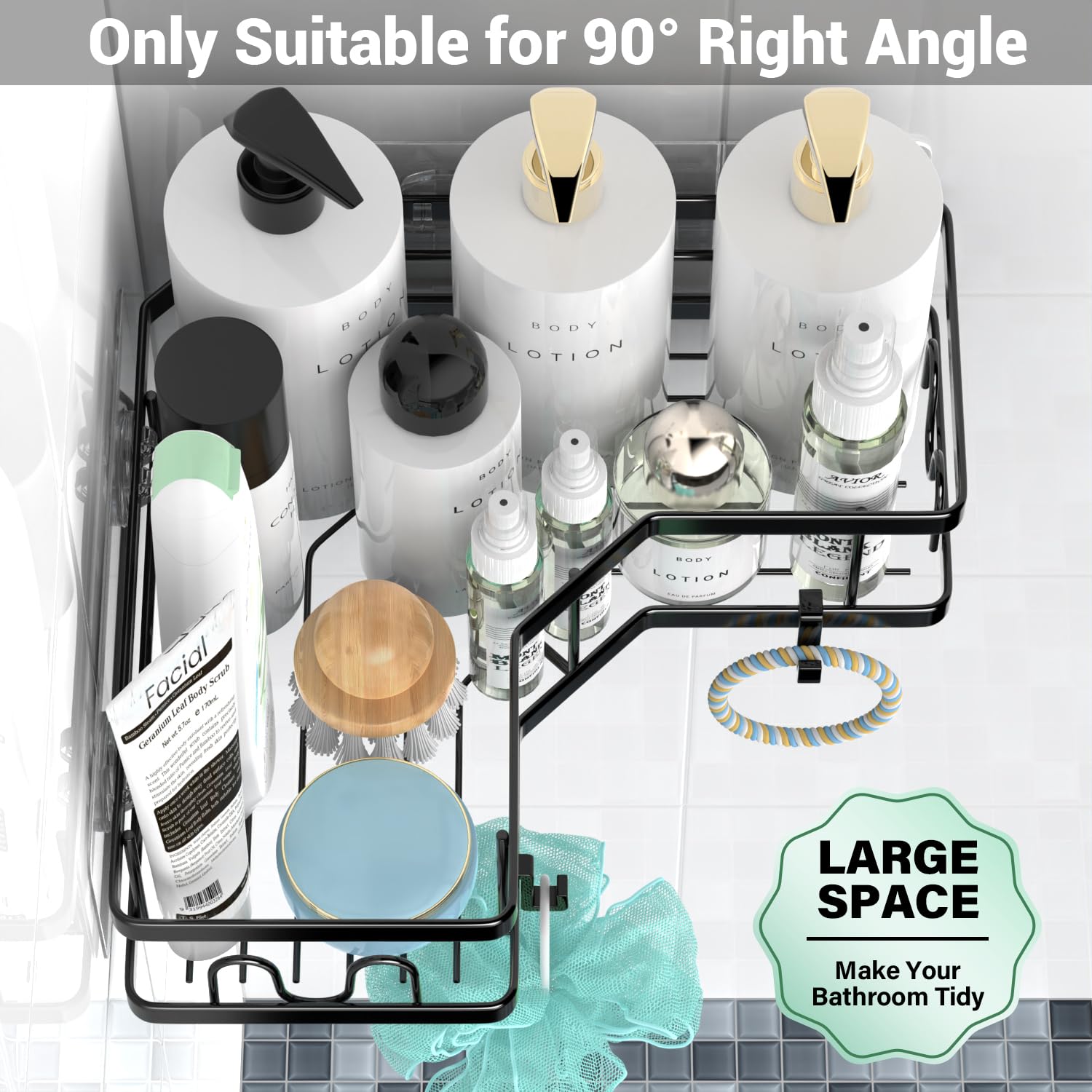 AKTECKE Corner Shower Caddy Bathroom Organizer Adhesive Shower Rack Bathtub Shelves - 3Pack No Drilling Shower Shelf For Inside Shower - Rustproof Bath Tub Organizer