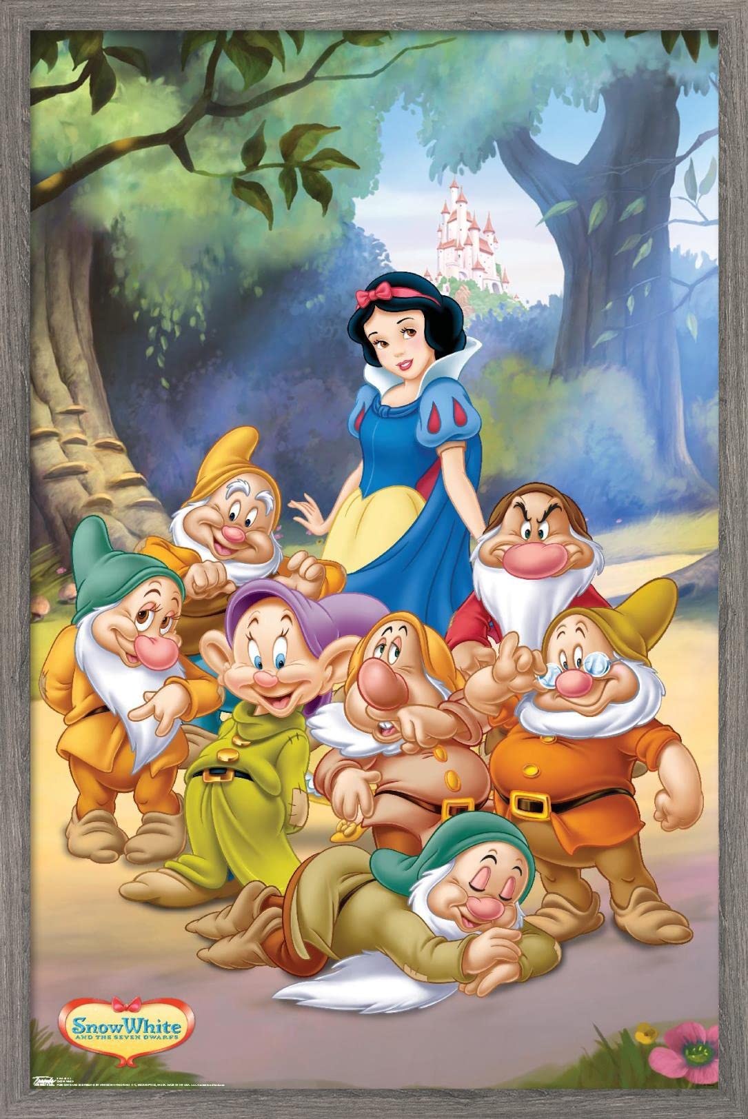 Trends International Disney Snow White And The Seven Dwarfs - Group Wall Poster, 22.375'' X 34'', Barnwood Framed Version