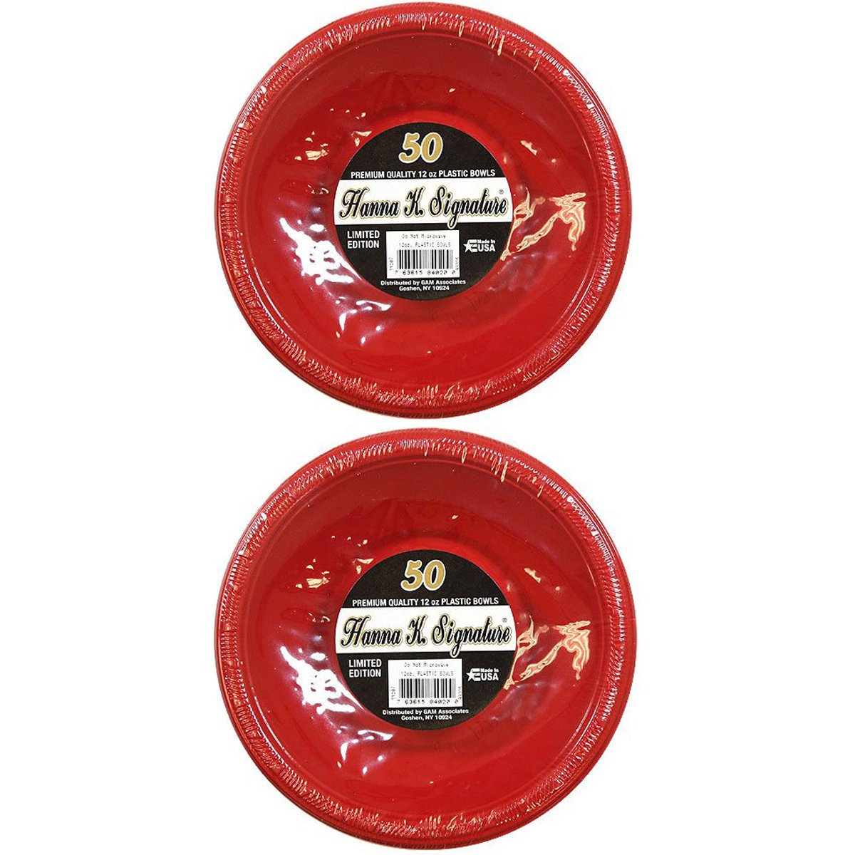 Hanna K. Signature Collection Plastic Bowl, 100 Bowls, 15-Ounce, Red