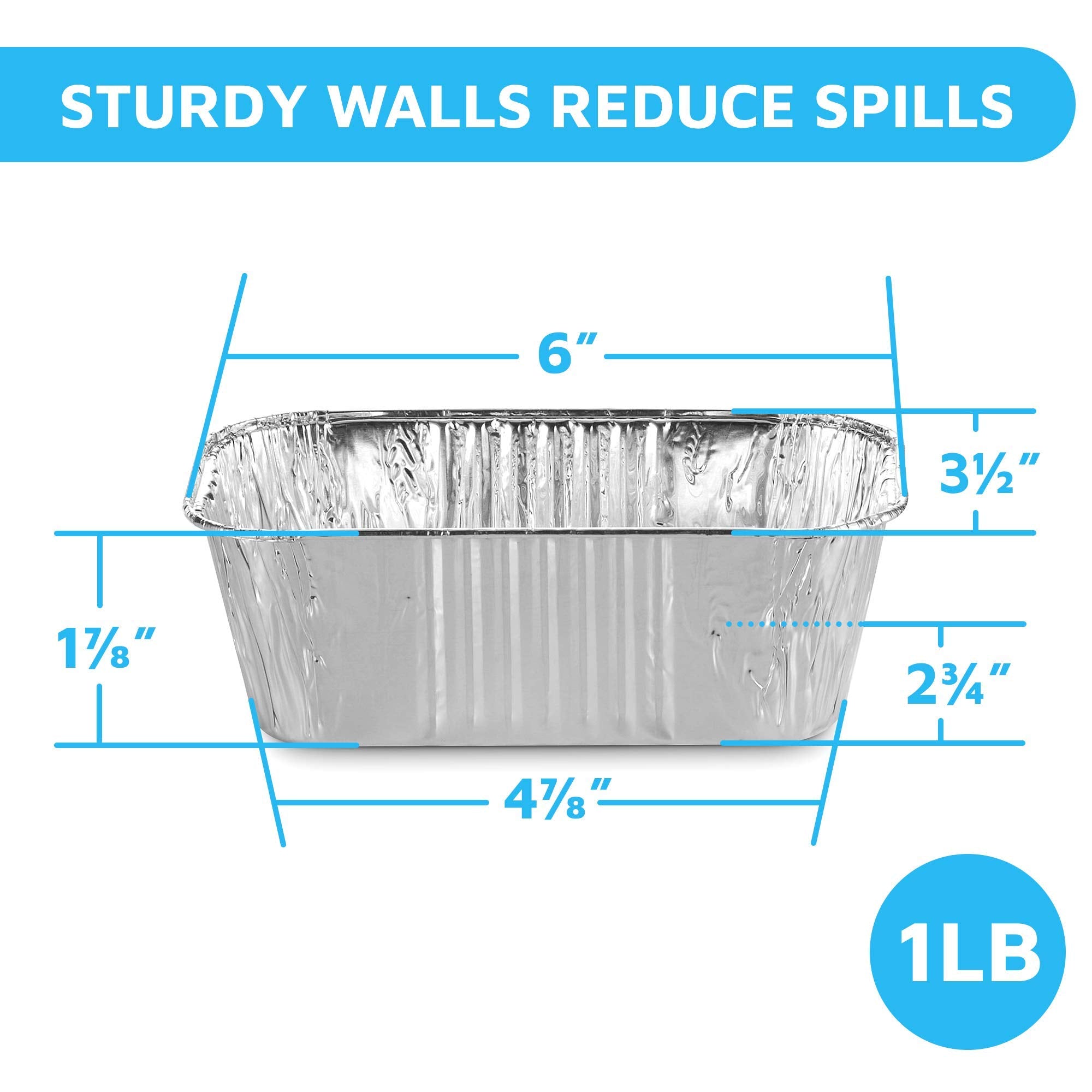 Montopack Aluminum Mini Disposable Loaf Pans | Deep Half Size 6 X 3.5    Extra Thick Foil Bread Containers For Baking, Food Stor