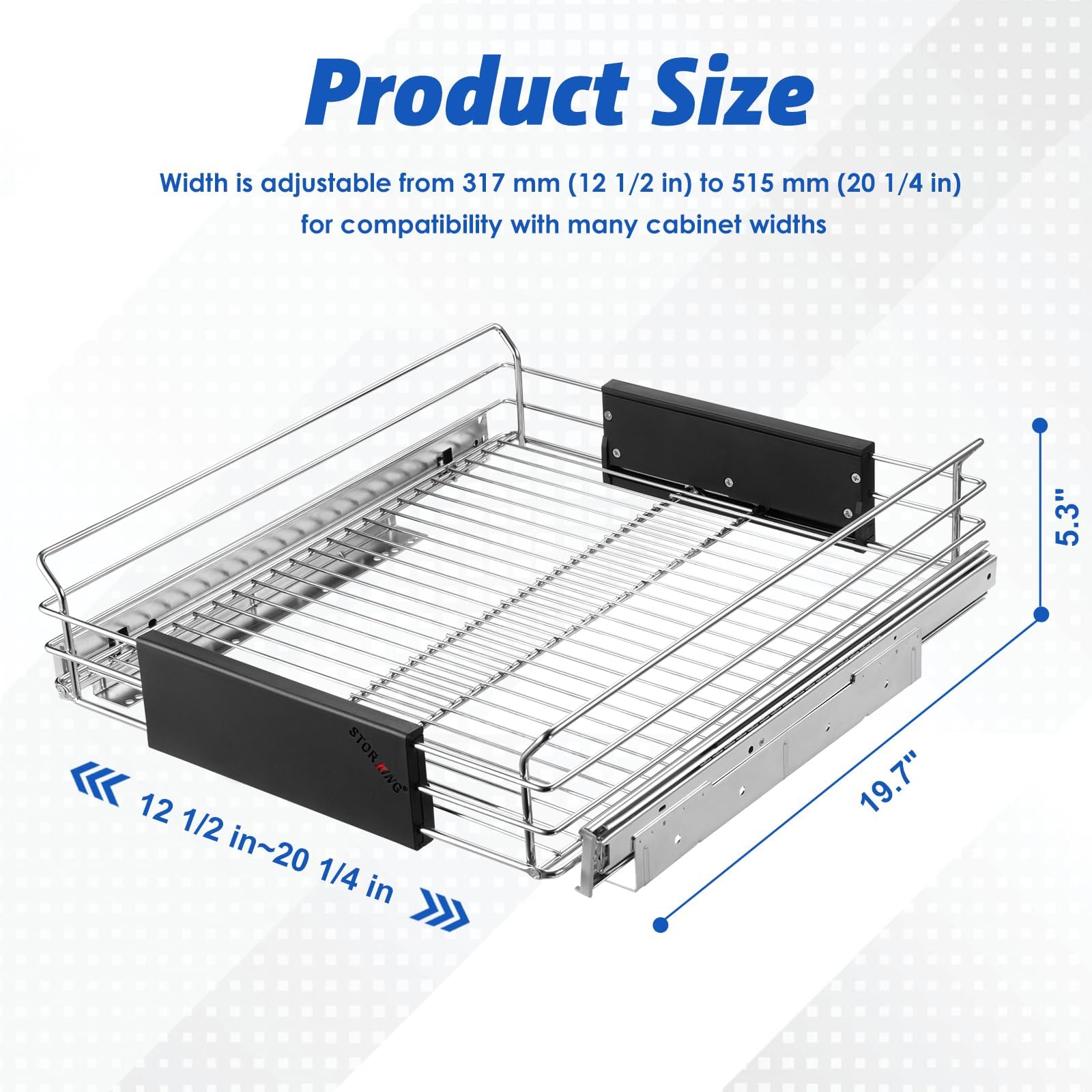 Sttorking Expandable Pull Out Cabinet Organizer, Slide Out Drawers For Kitchen Cabinets, Heavy Duty Storage Drawers, Cabinet Wir