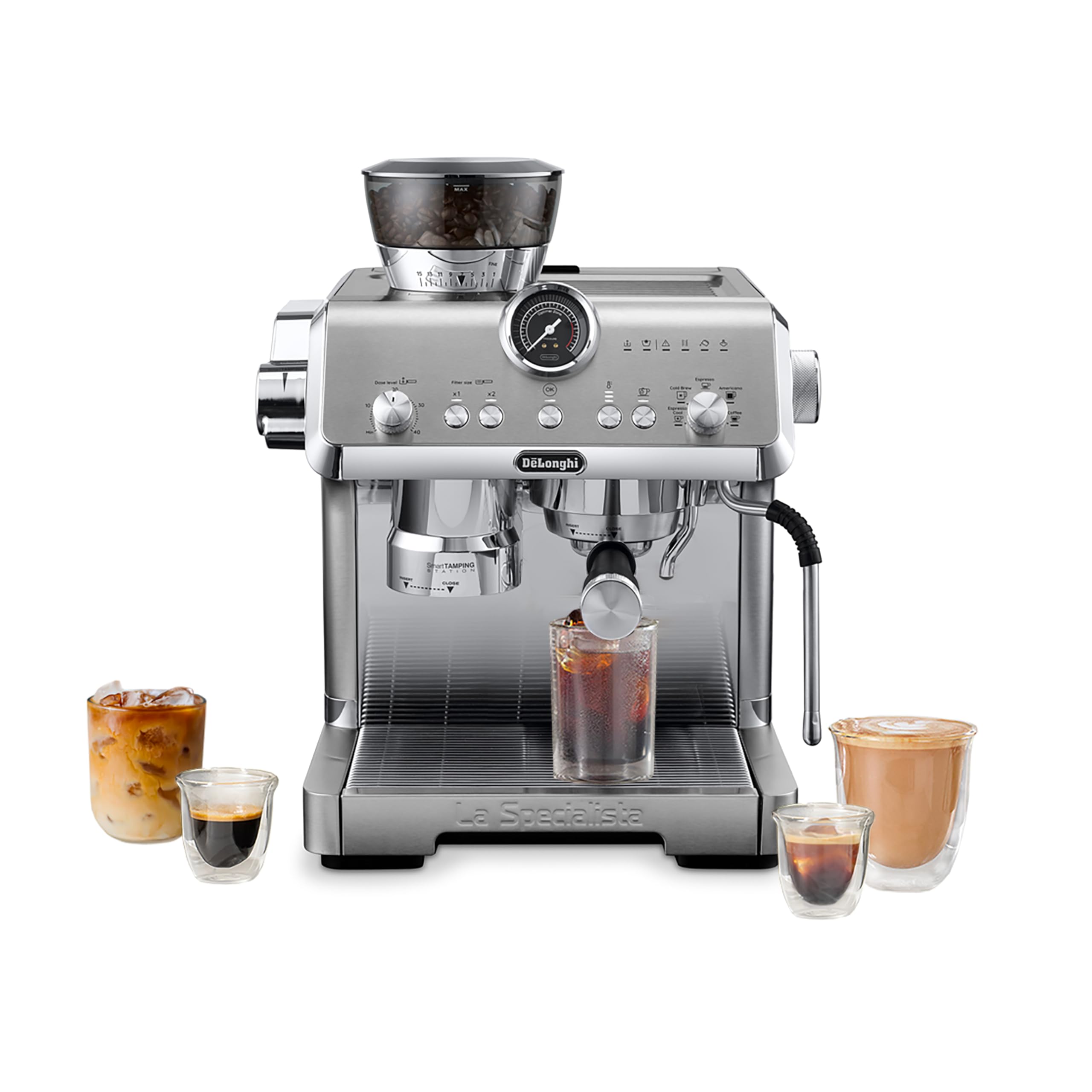 De'Longhi La Specialista Opera Espresso Machine With Cold Brew, Commercial-Style Steam Wand For Latte, Cappuccino, Built-In Grin