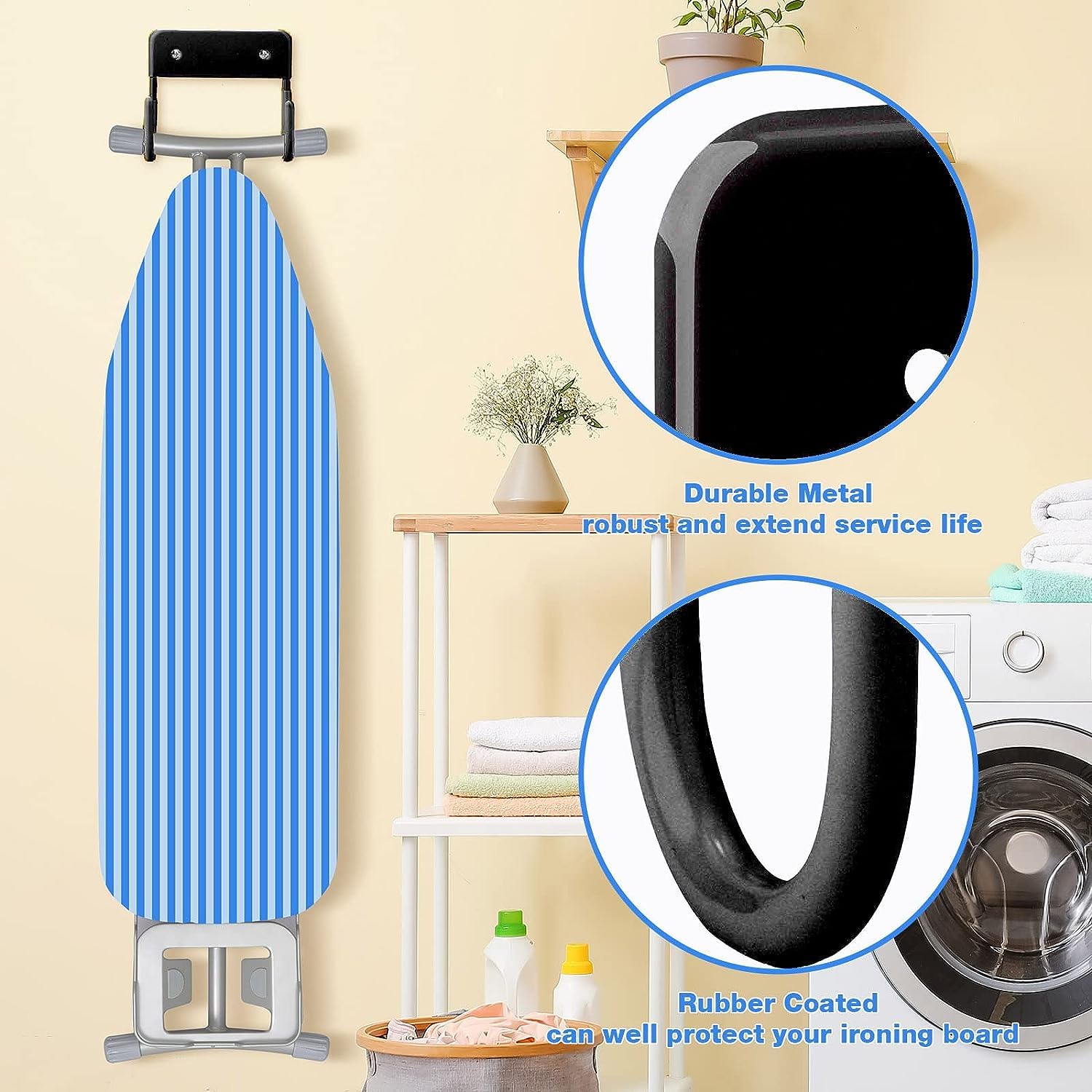Riuota Ironing Board Wall Mount Ironing Board Hanger Wall Mount For Laundry Rooms, Black