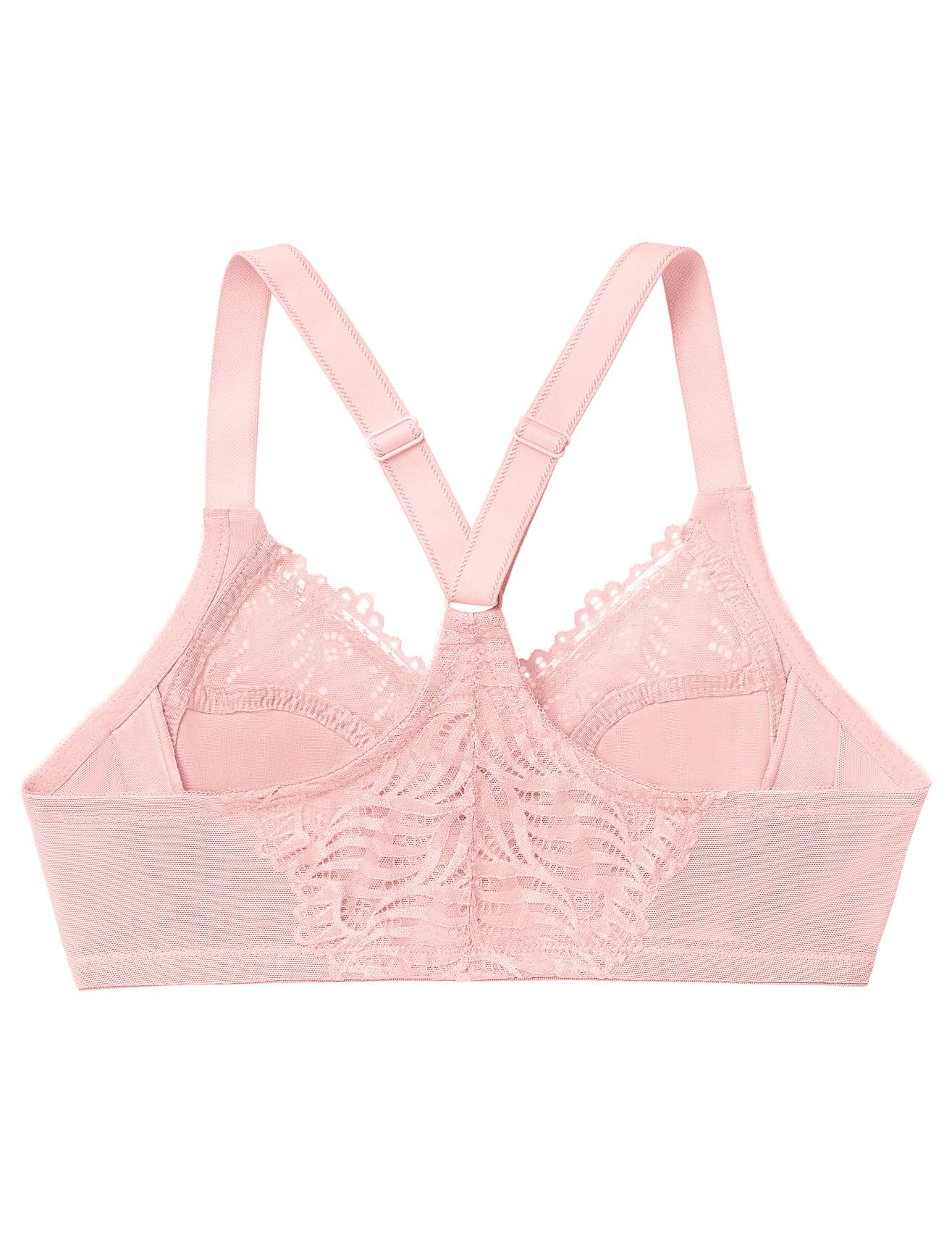 Glamorise Full Figure Plus Size Front-Closure T-Back Wonderwire Bra Underwire 1246 Pink Blush