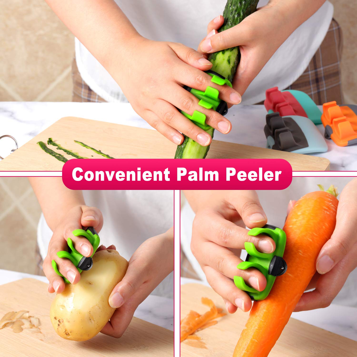 4 Pieces Finger Vegetable Peeler Palm Peeler Kitchen Fruit Potato Peeler With Comfortable Rubber Finger Grip For Pumpkin Carrot