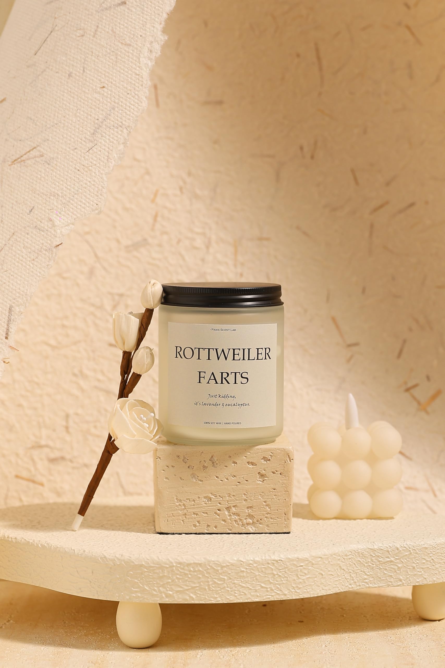 Rottweiler Gifts & Decor, Rottweiler Gifts for Women, Dog Mom Gift for Women - Lavender & Eucalyptus, Crafted by Natural Soy Wax
