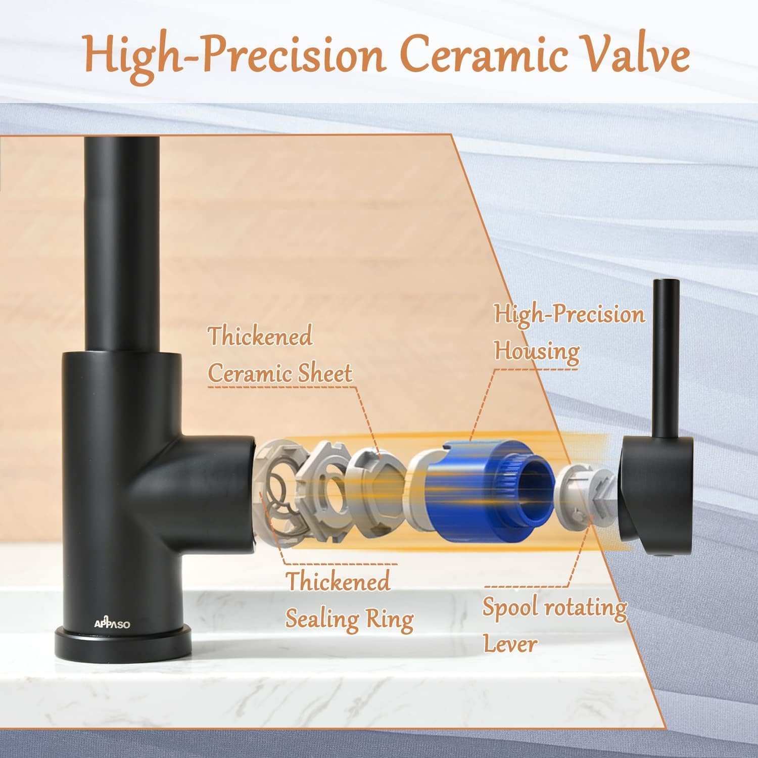 Appaso Bar Sink Faucet, Stainless Steel Kitchen Faucet With Pull Down Sprayer, Modern Single Handle High Arch Faucet Kitchen, Ut