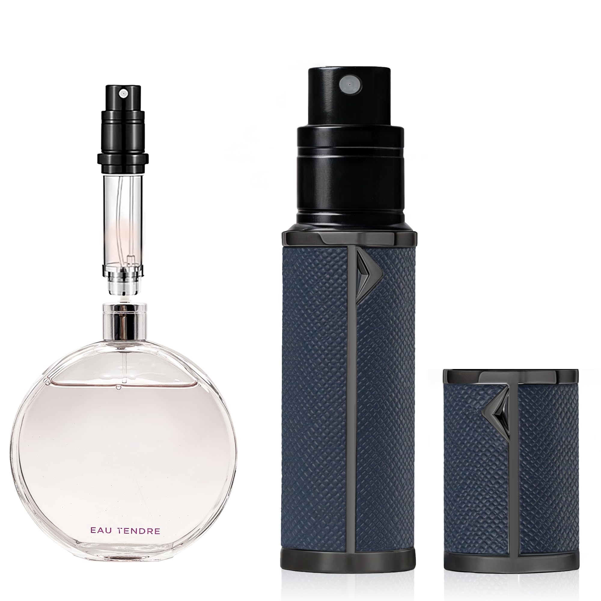 muilsae 5ml Leather Perfume Atomizer  Refillable Bottom Fill, LeakProof Travel Bottle for Women & Men (Deep Blue, 5ml)