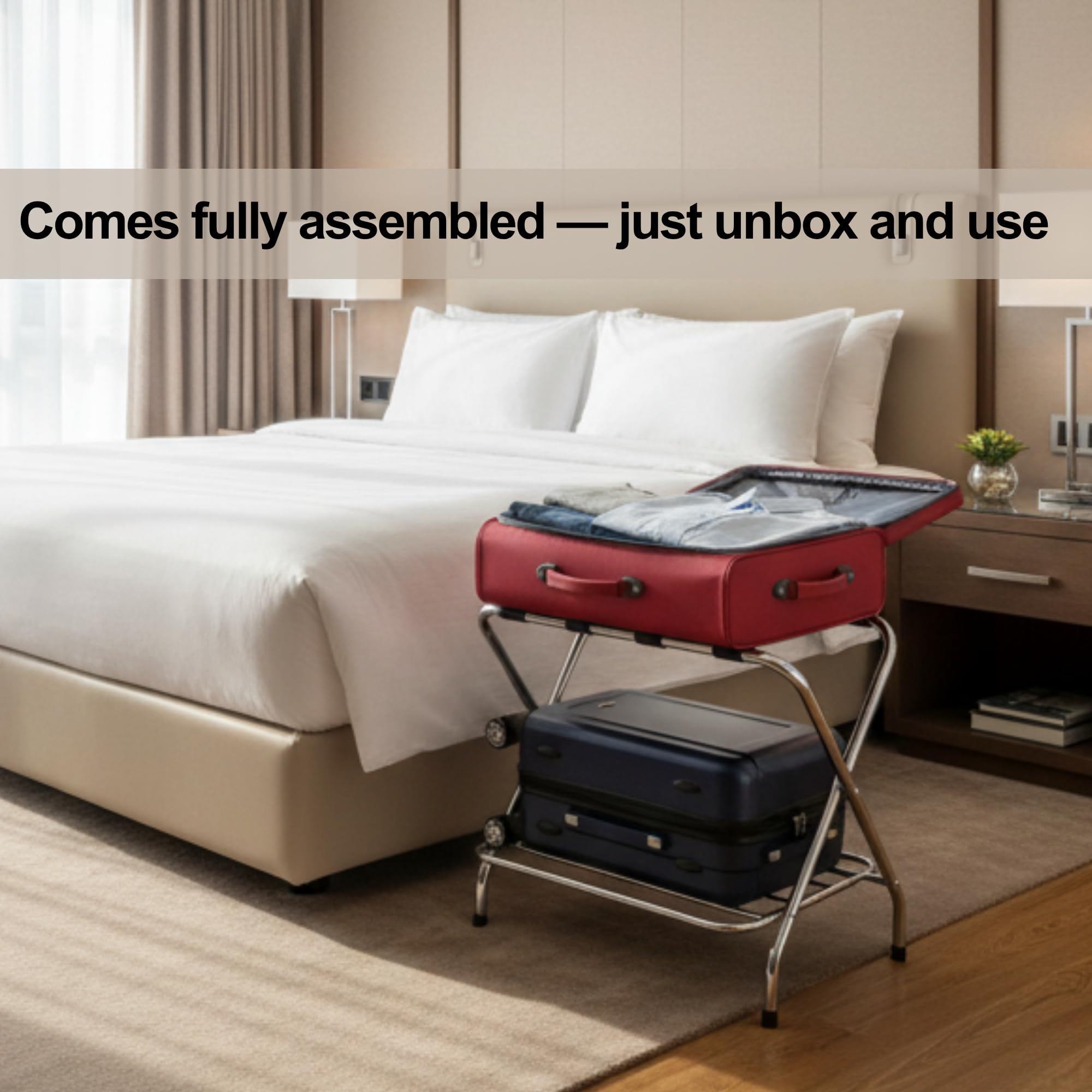 2-Tier X-Shaped Folding Steel Luggage Rack