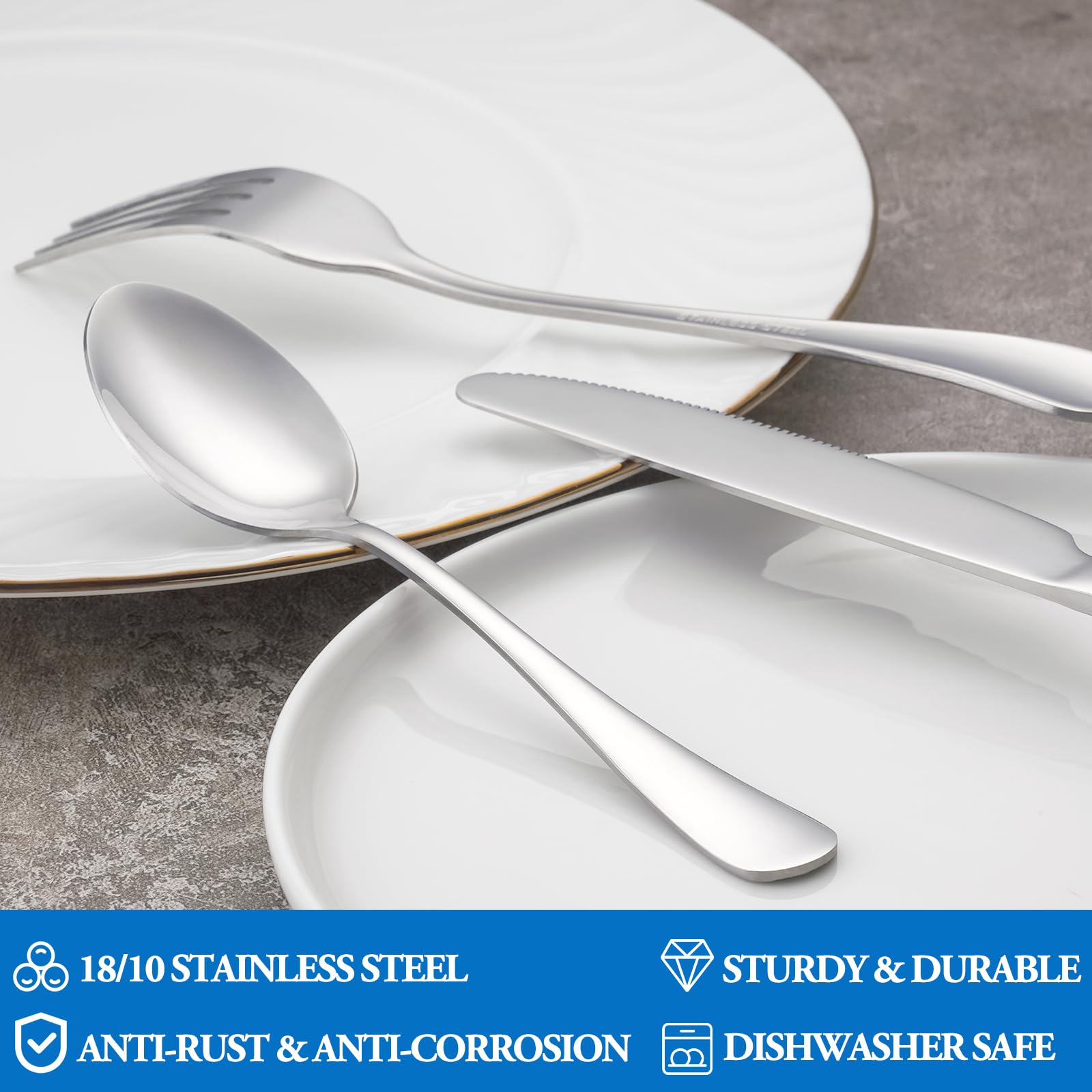 16 Pcs Forks And Spoons Silverware Set,Food Grade Stainless Steel Flatware Cutlery Set For Home,Kitchen And Restaurant,Mirror Po
