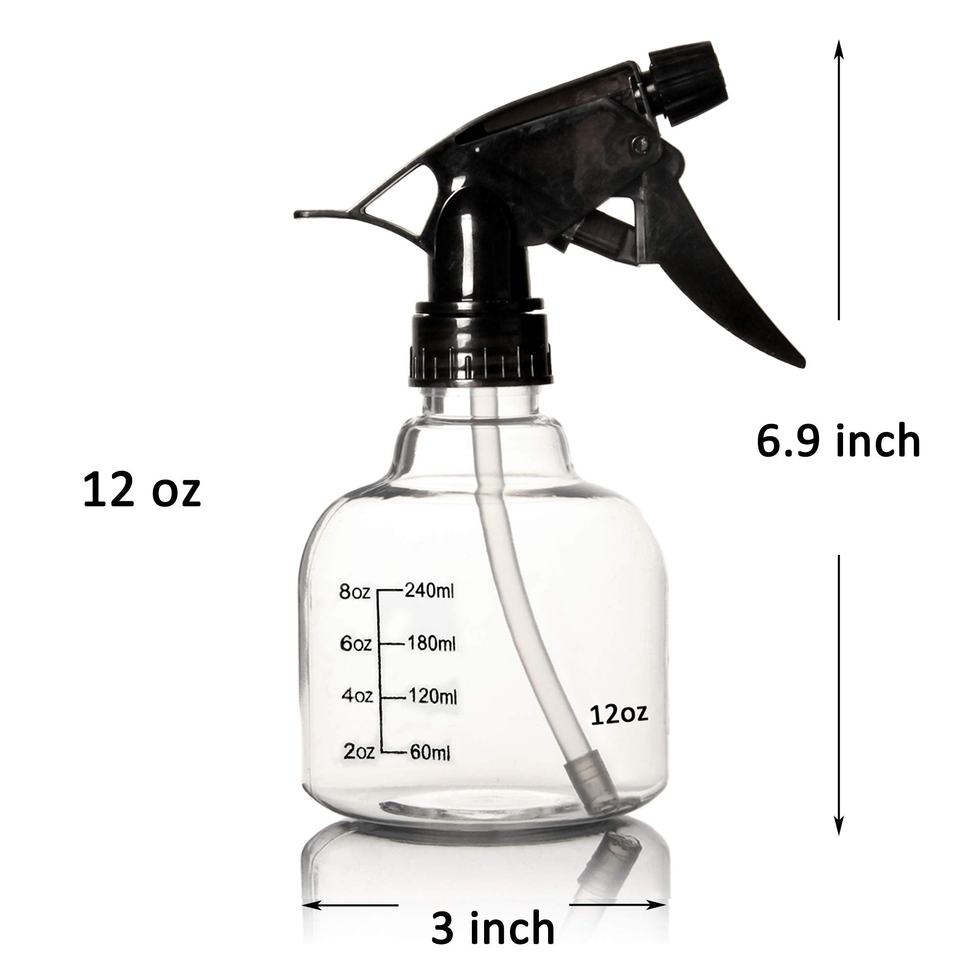 Youngever 12 Pack Empty Plastic Spray Bottles, Spray Bottles For Hair And Cleaning Solutions (12 Ounce)