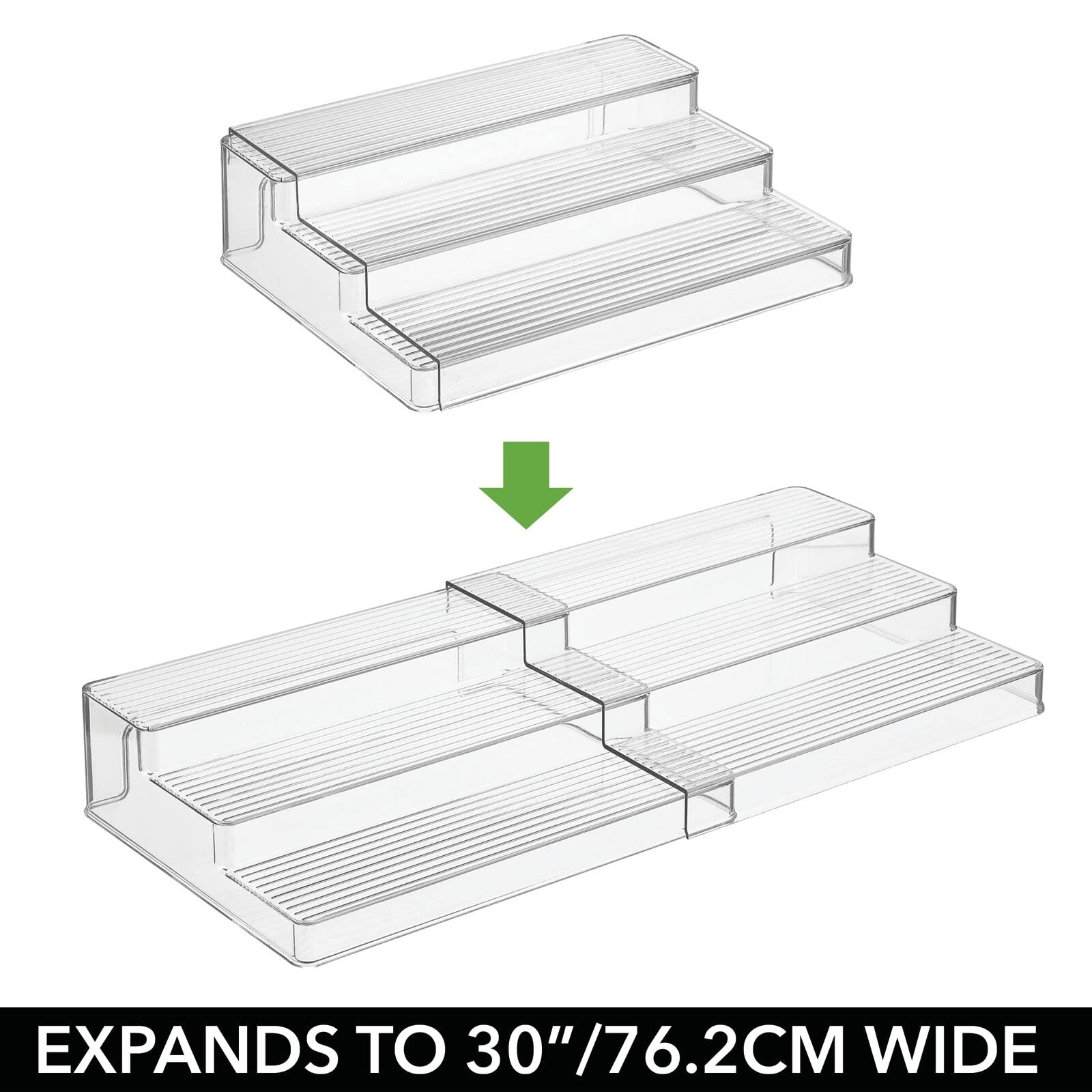 mDesign Plastic Expandable 3-Tier Storage Cabinet Shelf Organizer - Clear