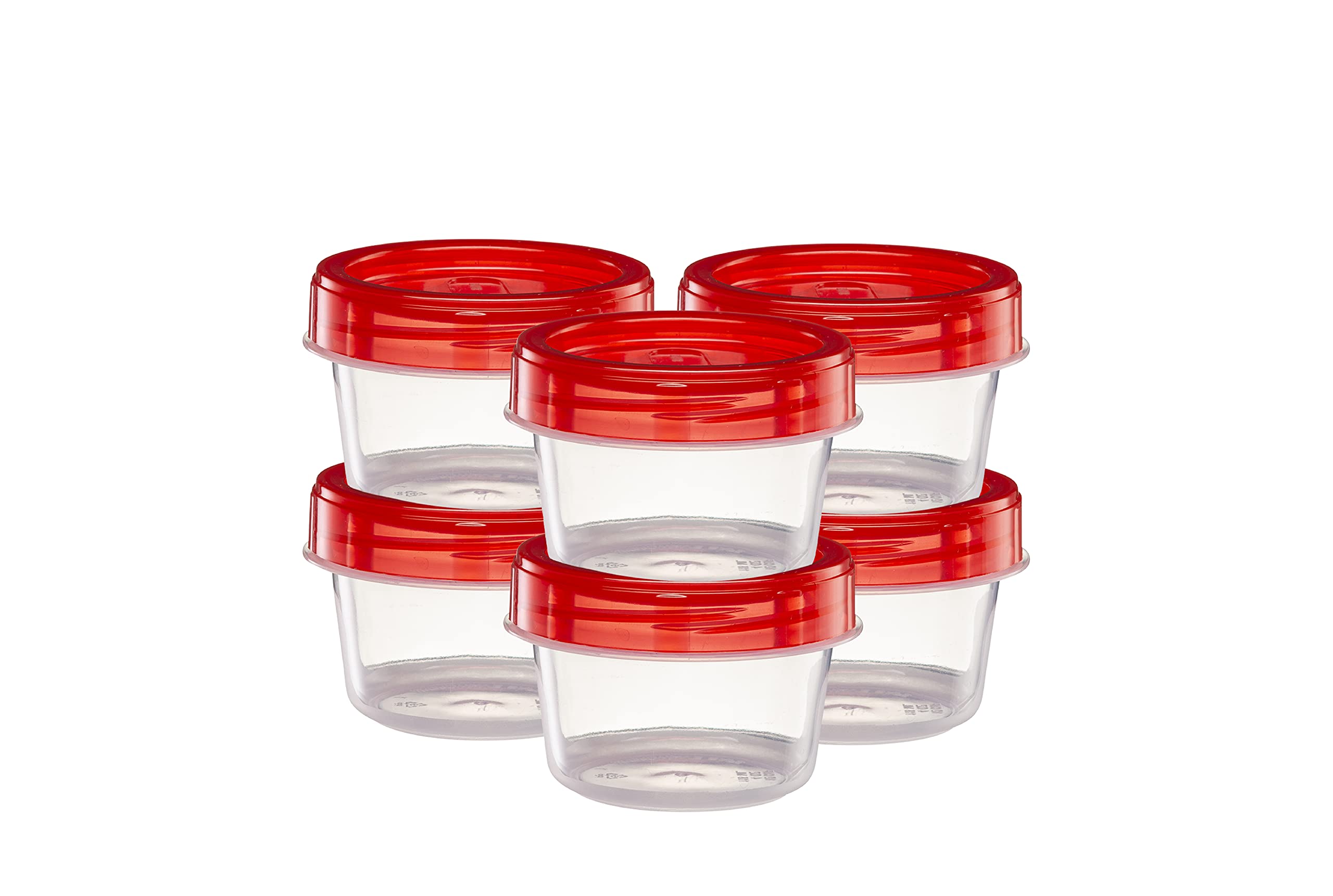 Elegant Disposables (4 Ounce 20 Pack) Twist Cap Containers Clear Bottom With Red Top Screw On Lids Twist Top Food Storage Freeze