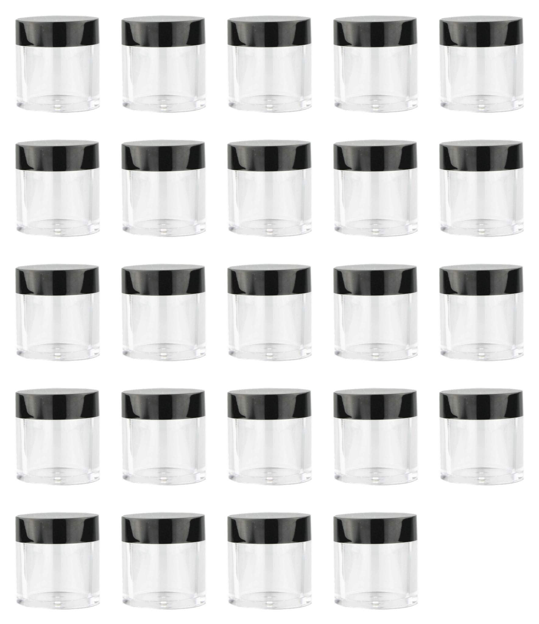 Xichen (24 Pieces) 10G/10Ml Clear Plastic Cosmetic Round Container Jars With Black Lids