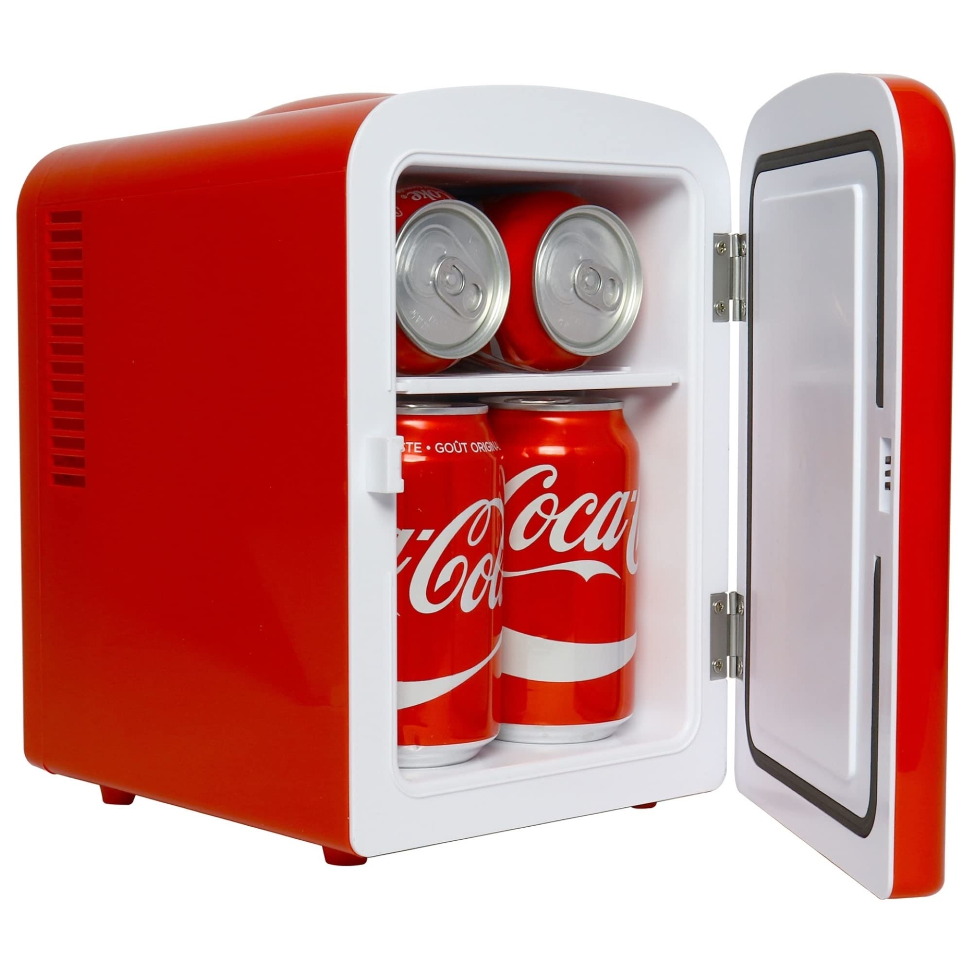 Coca-Cola 4L Portable Cooler/Warmer, Compact Personal-Travel-Fridge For Snacks Lunch Drinks Cosmetics, Includes 12V And Ac Cords