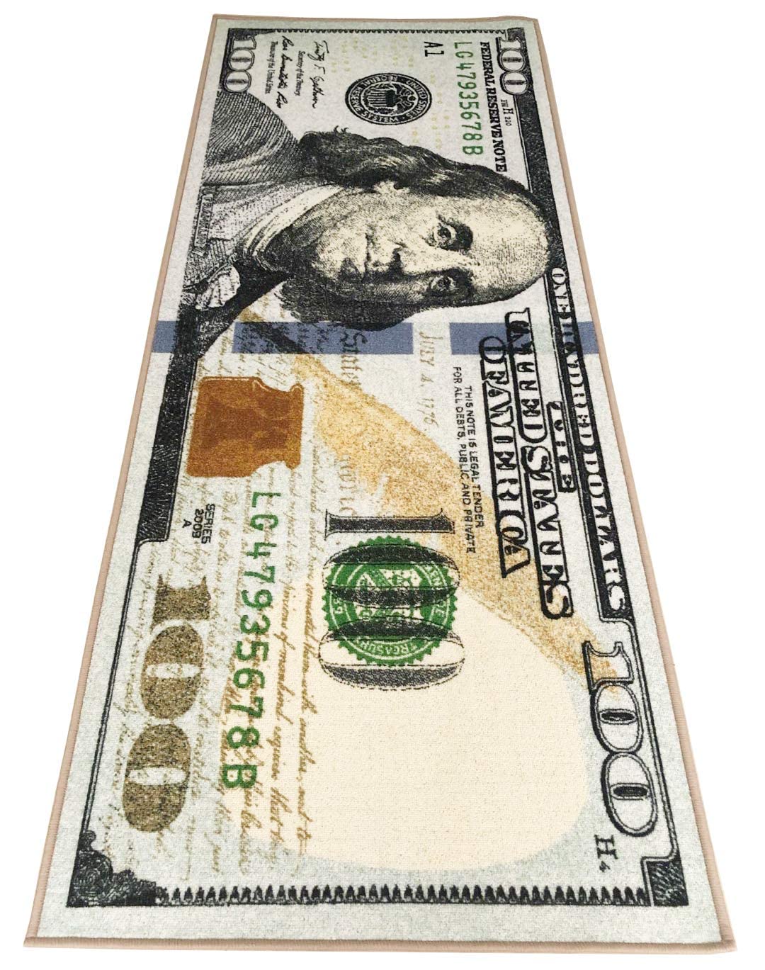 HUAHOO Money Rugs 100 Dollar Bill Runner Cool Area Rug for Living Room Kitchen Rug Laundry Runner Rug Bedroom Bathroom Mat (18 x