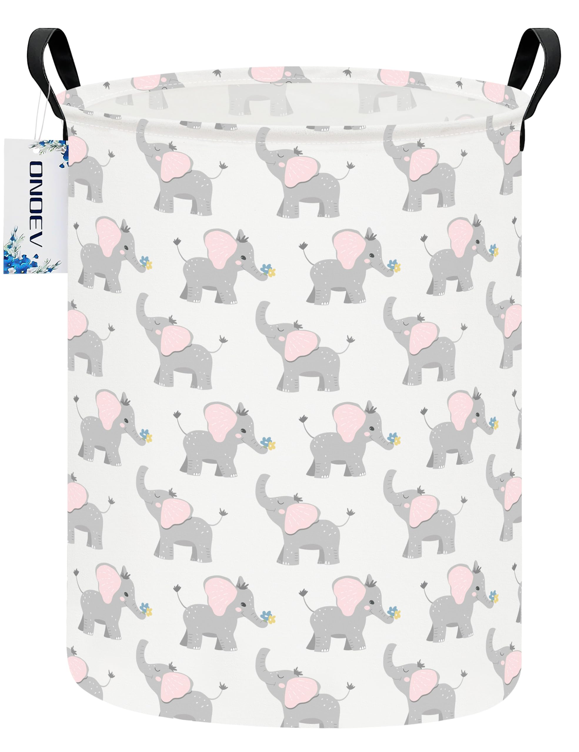 Onoev Round Waterproof Laundry Basket,Laundry Hampers With Handle,Gift Basket,Suitable For Children'S Room And Toy Storage (Elep