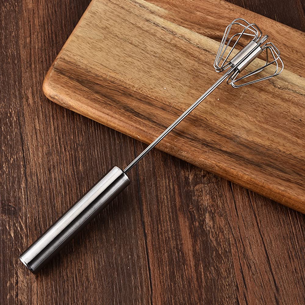 Kitchenfest Egg Beater Whisk  Stainless Steel SemiAutomatic Spin Whisk, Kitchen Utensil Stirrer For Eggs, Milk, Cream, Bread A