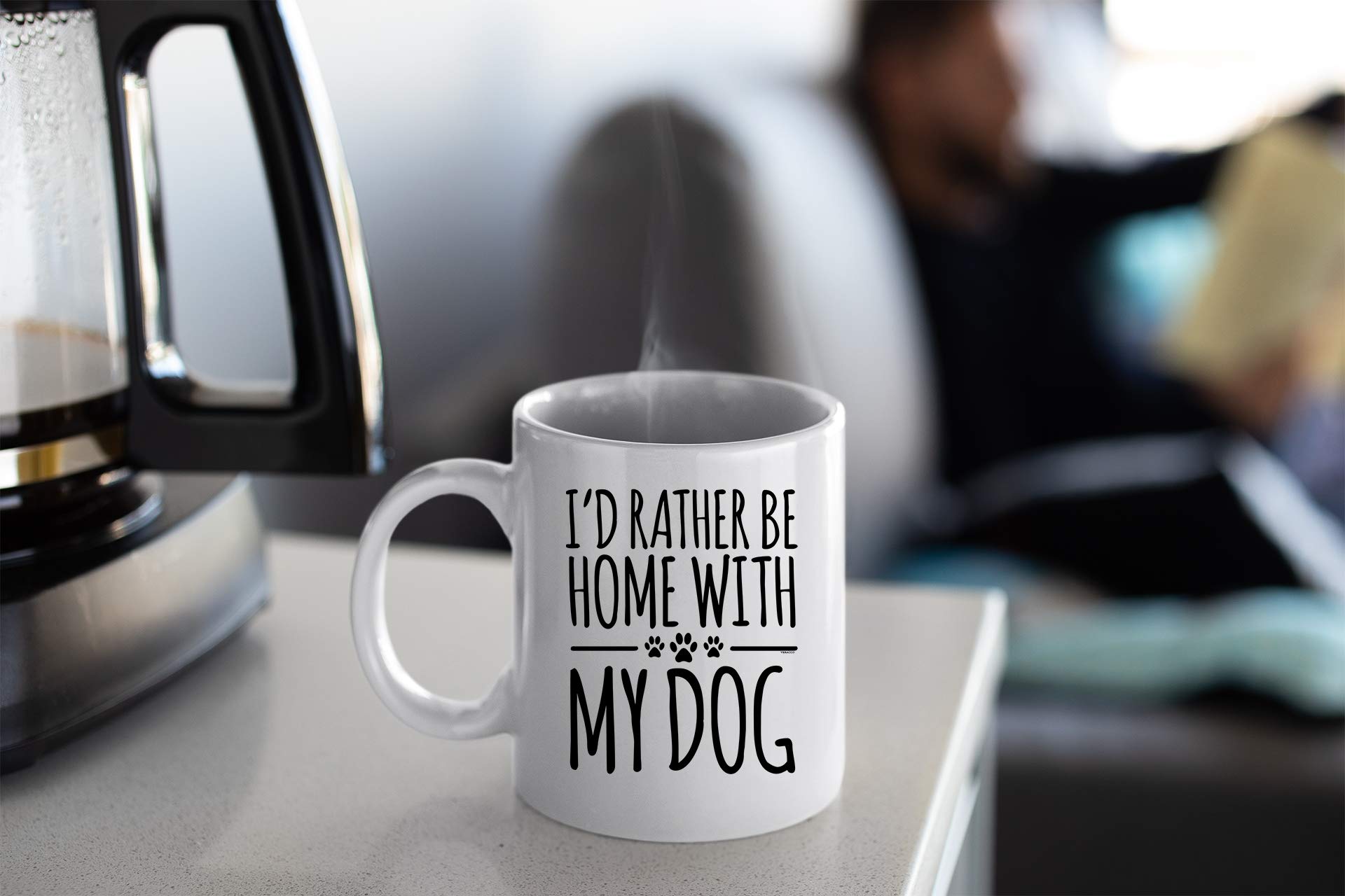Veracco I 'd Rather Be Home With My Dog Ceramic Coffee Mug For Her Him (White, Ceramic)