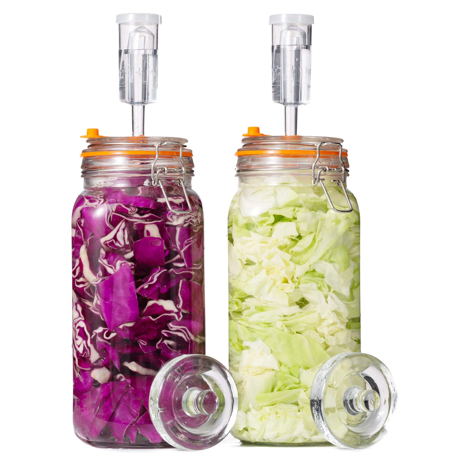 Jillmo Fermentation Jar, 2 Liter Fermentation Kit With Fermenting Weights And Airlocks, Pack Of 2