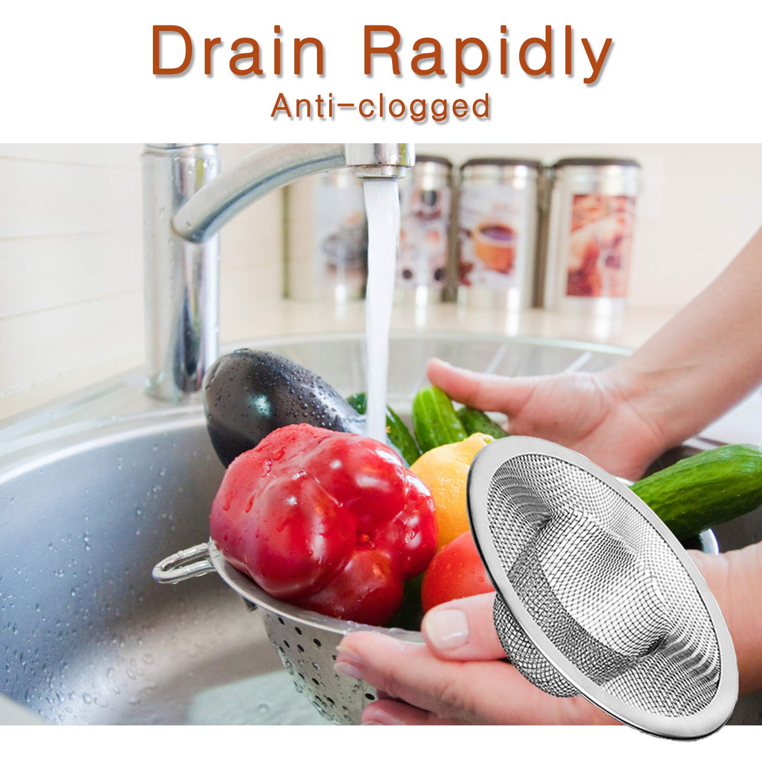 4Pcs Heavy Duty Stainless Steel Kitchen Sink Strainer, 2.75'' Top / 1'' Mesh Metal Sink Strainer,Perfect For Kitchen Sink/Bathro