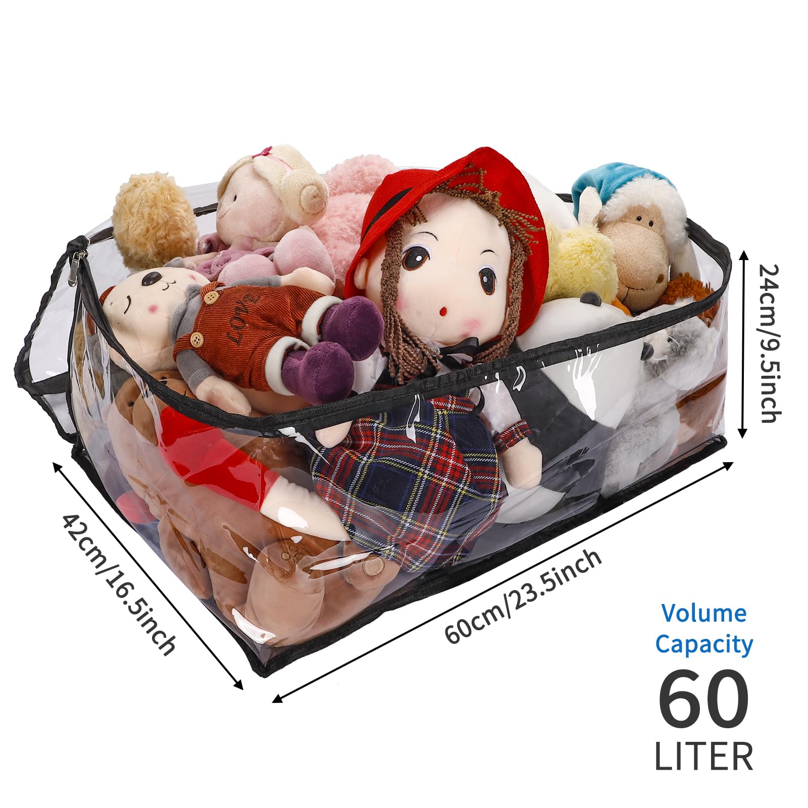 SGHUO Clear Zippered Storage Bag, Plastic Vinyl Clear Storage Bag for Blanket Clothes, Comforter, Bedding, Moving Bag with Zippe