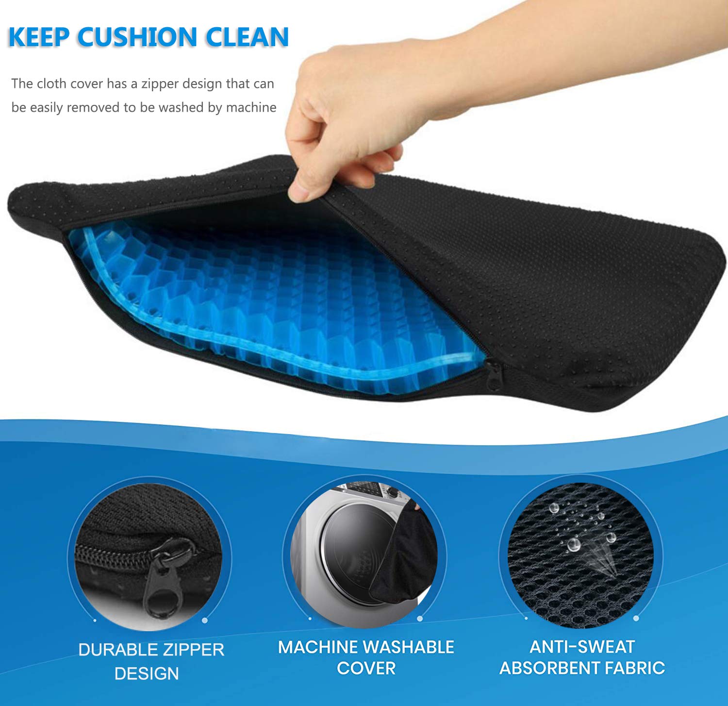 Large Gel Seat Cushion, Double Layer Egg Gel Cushion For Car Seat Office Wheelchair Chair, Breathable Chair Pads Help In Relievi
