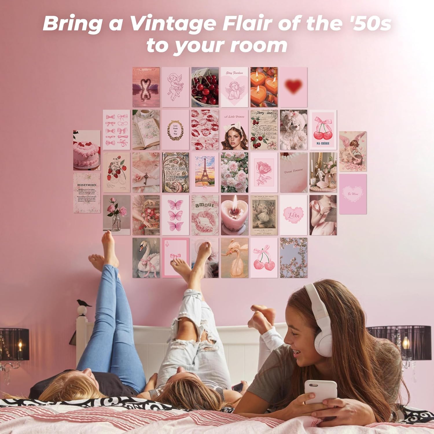 Pink Coquette Room Decor Aesthetic - Girly Coquette Wall Decor, Light Pink Posters for Room Aesthetic Pictures, Vintage Coquette