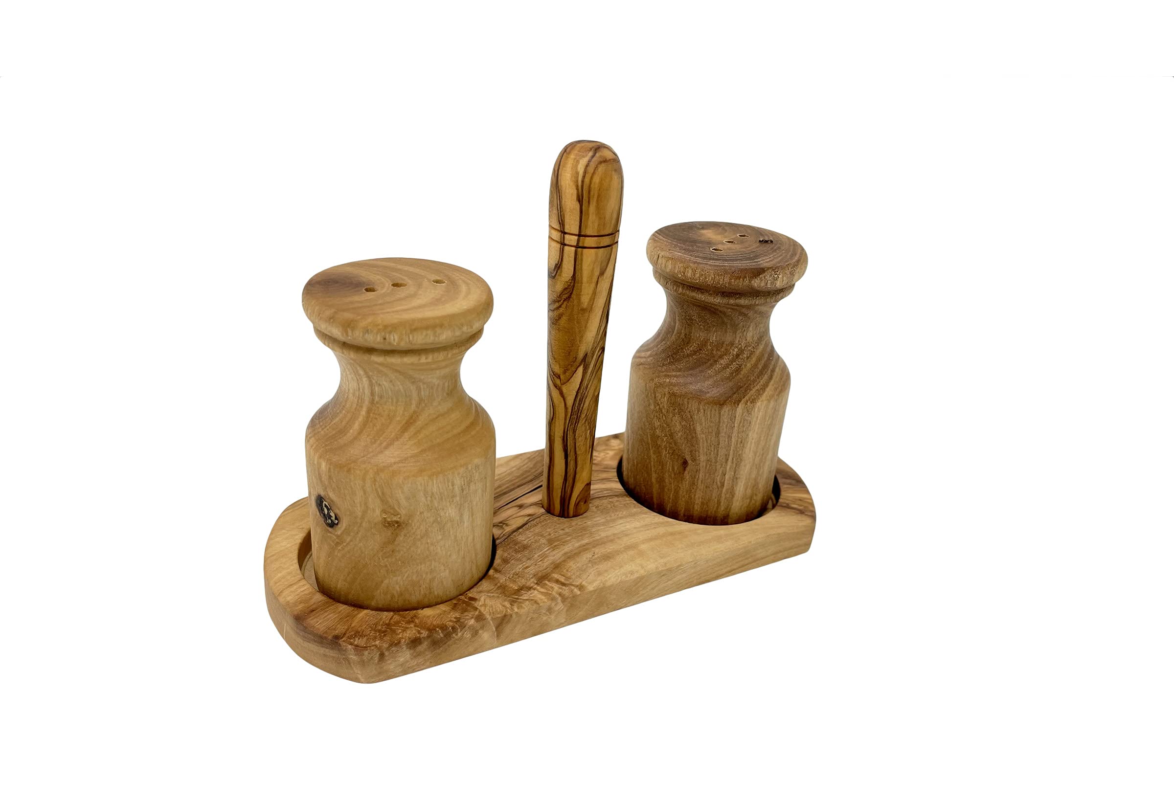 Aramedia Wooden Olive Wood Salt And Pepper Shakers Set With Stand - Dimension: 3 Inches Tall # Q-Own-001-004