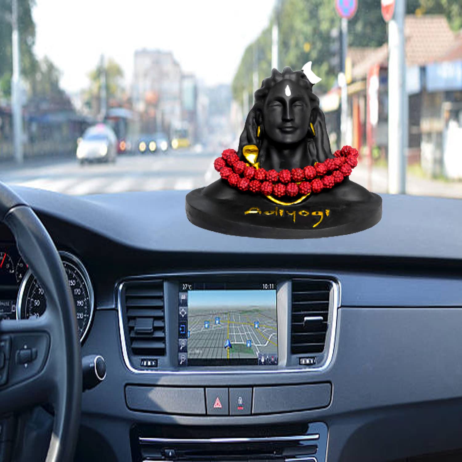 SIGNAMIO Lord god Mahadev Bholenath Shivji Adiyogi Shiva Statue Idol Murti for Car Dashboard with Rudraksh Mala Idle,Home Decor