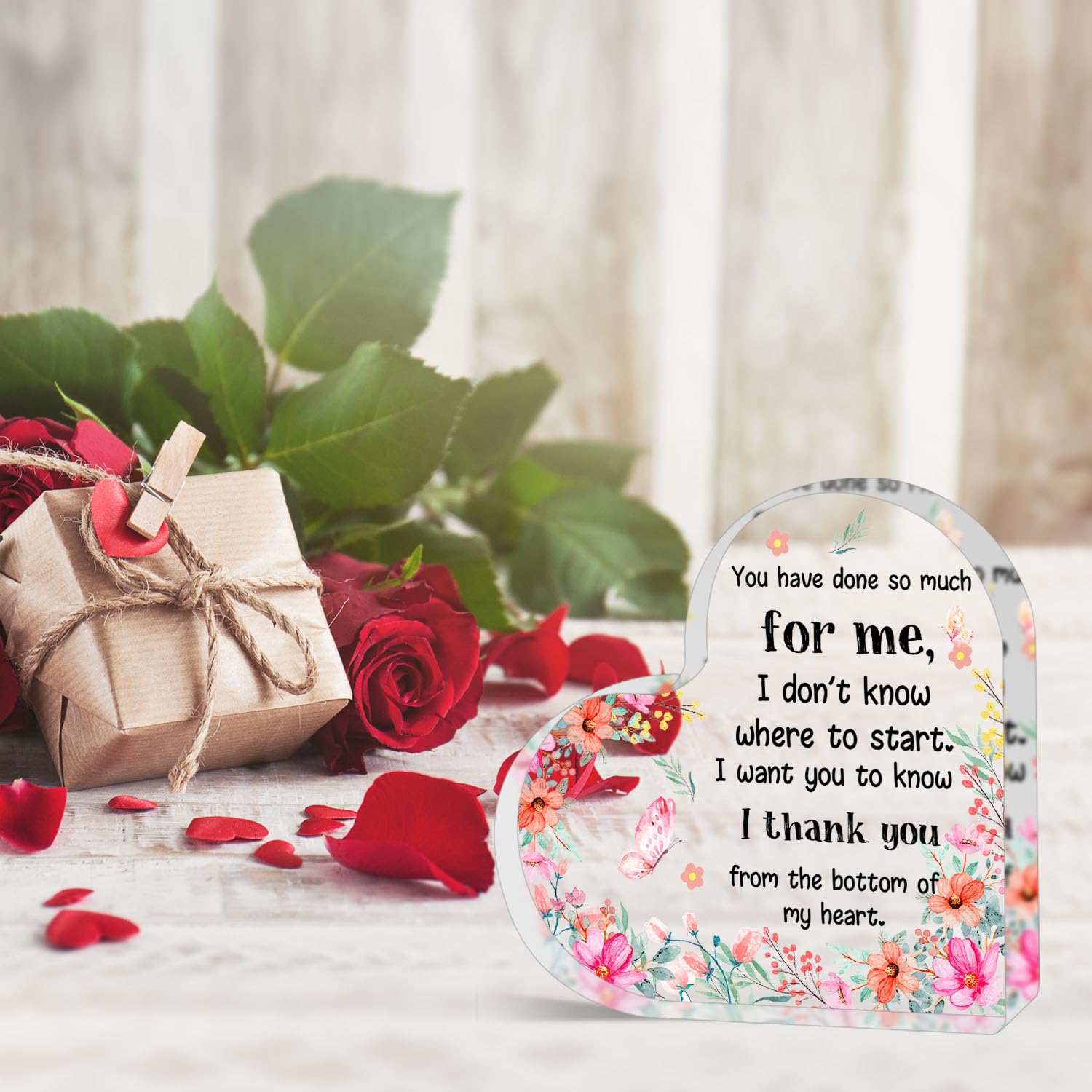 QUPT Appreciation Gifts for Women, Affirmations Heart Shape Acrylic Sign, Graduation Gifts, Inspirational Gifts, Gift to Express