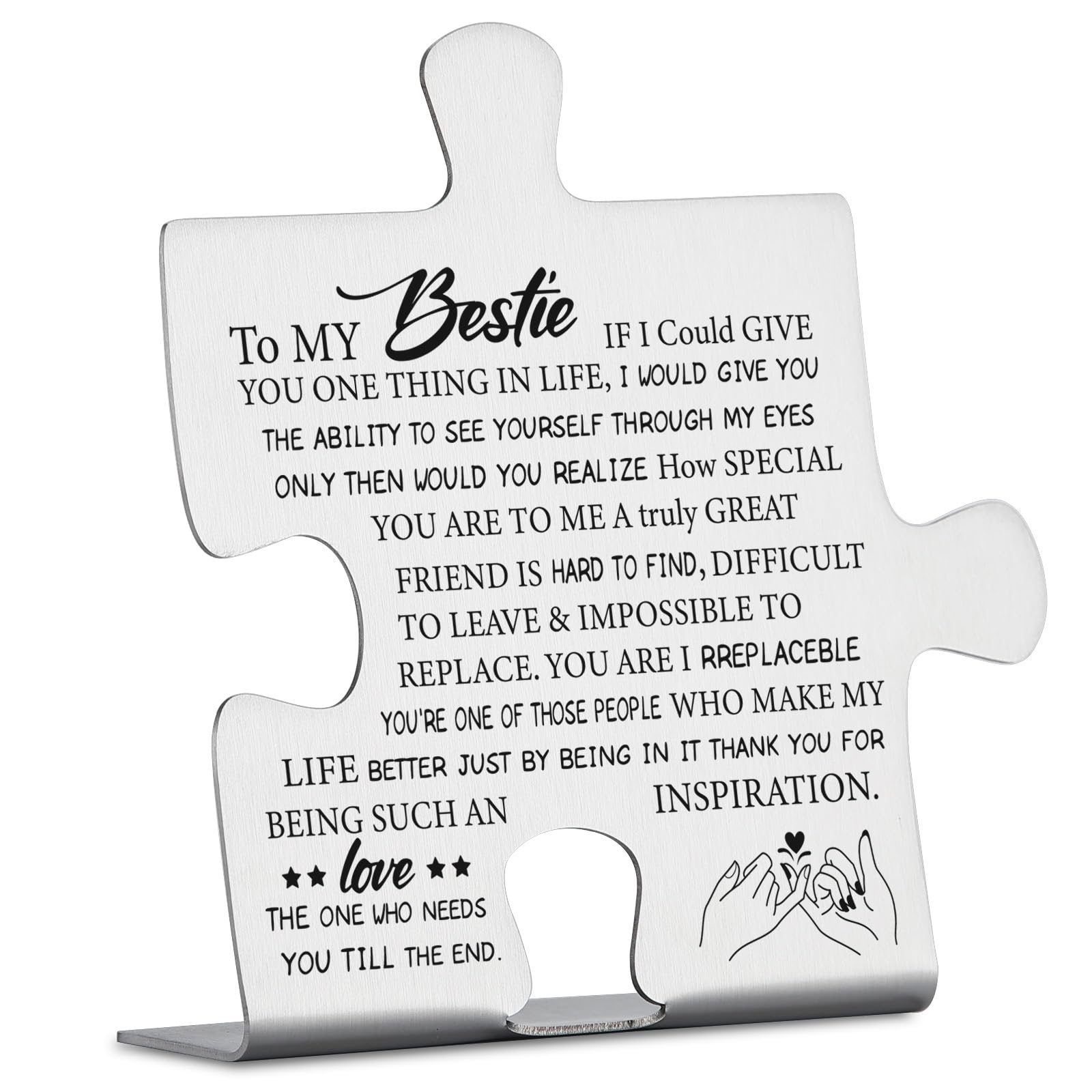 Bestie Gifts Puzzle Piece, Inspirational Friendship Sign for Best Friend, Soul Sister, BFF Thank You Gift for Birthday, Graduati