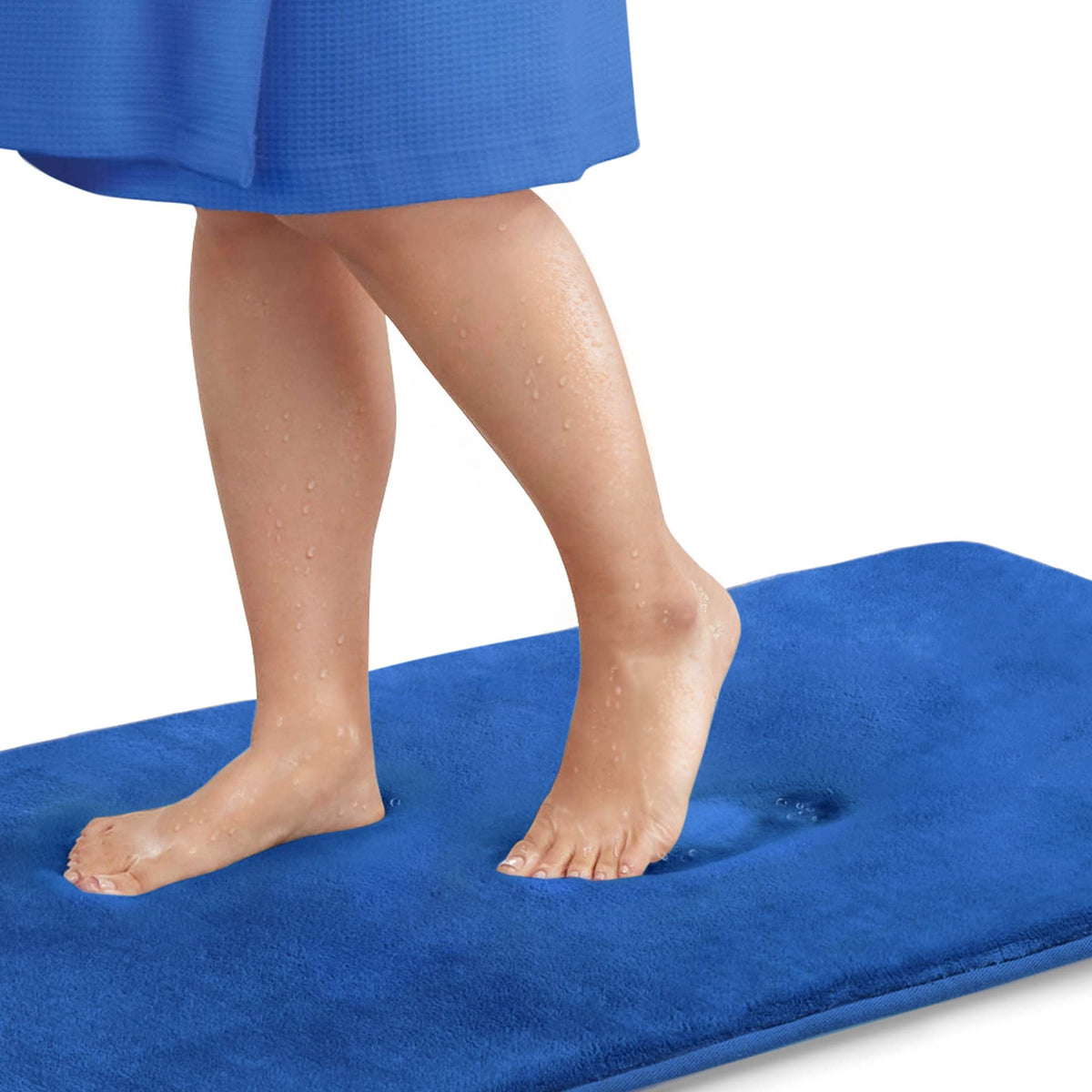 Genteele Bath Mats For Bathroom Non Slip - Royal Blue 17 '' X 24 '' Memory Foam Bathroom Rugs - Quick Dry Bath Mat