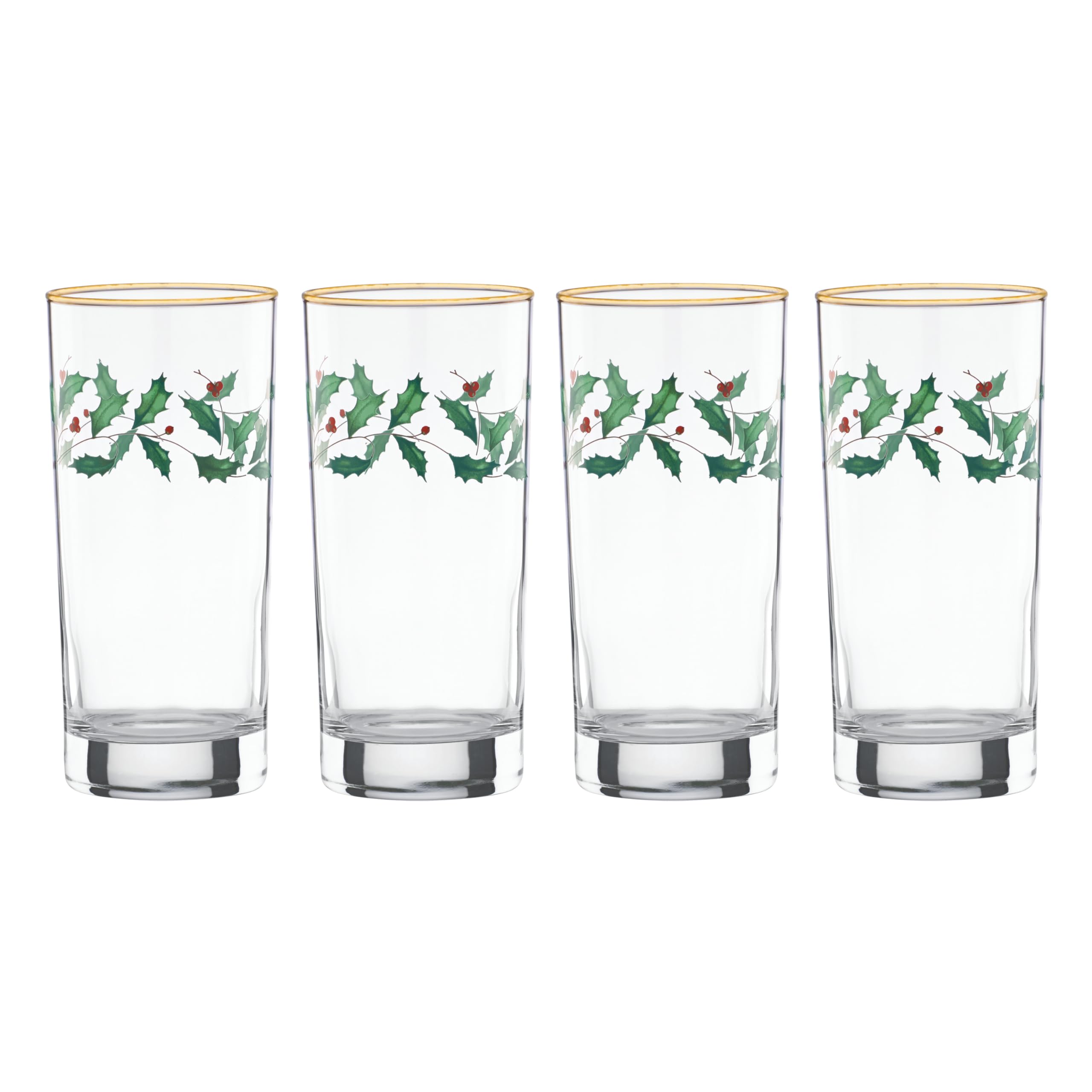 Lenox 849605 Holiday 4-Piece Highball Glass Set, Christmas Dinnerware, Hosting