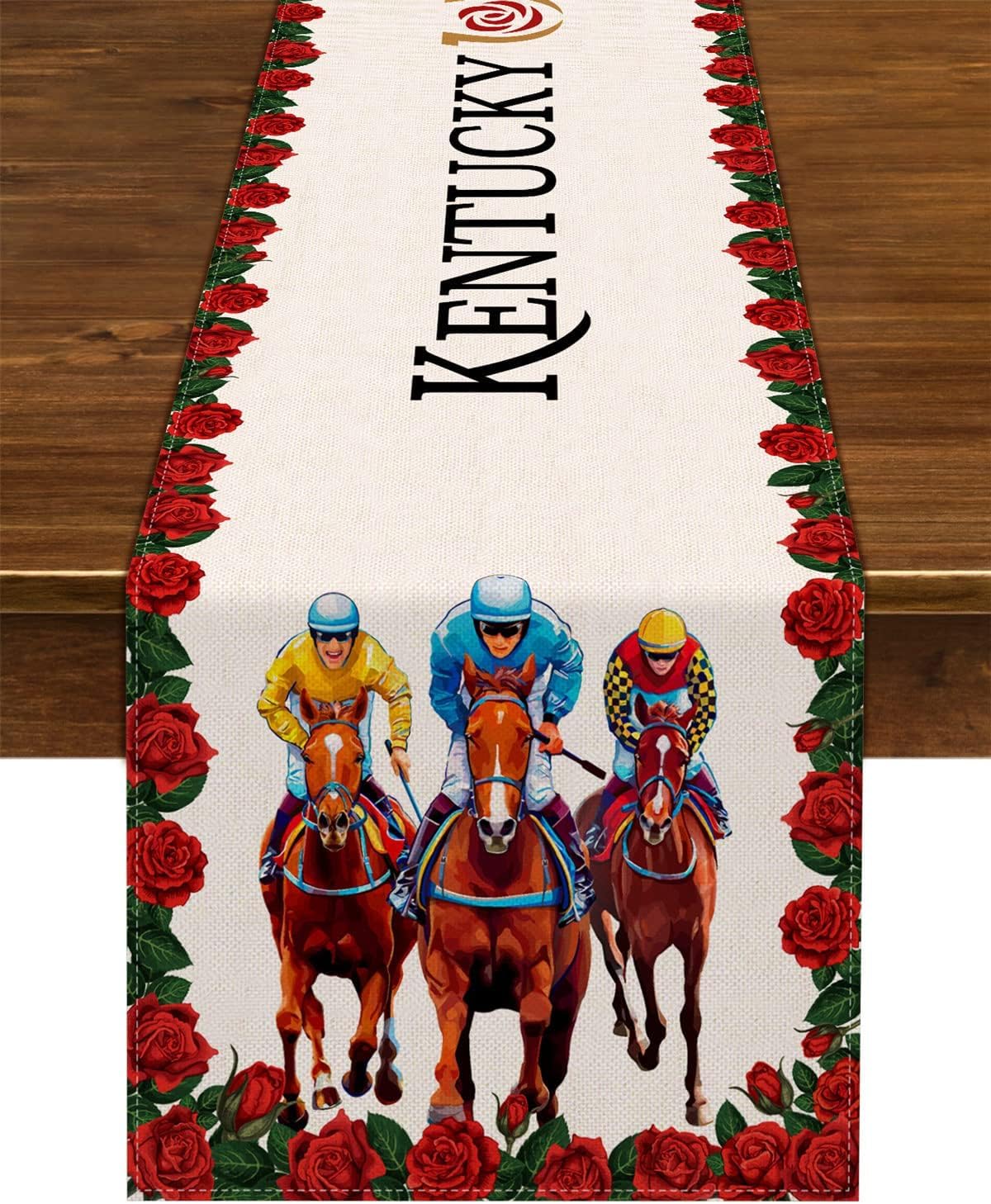 Nepnuser Kentucky Table Runner Run for The Roses Horse Racing Derby Party Decoration Home Kitchen Dining Room Decor (13 x 60)