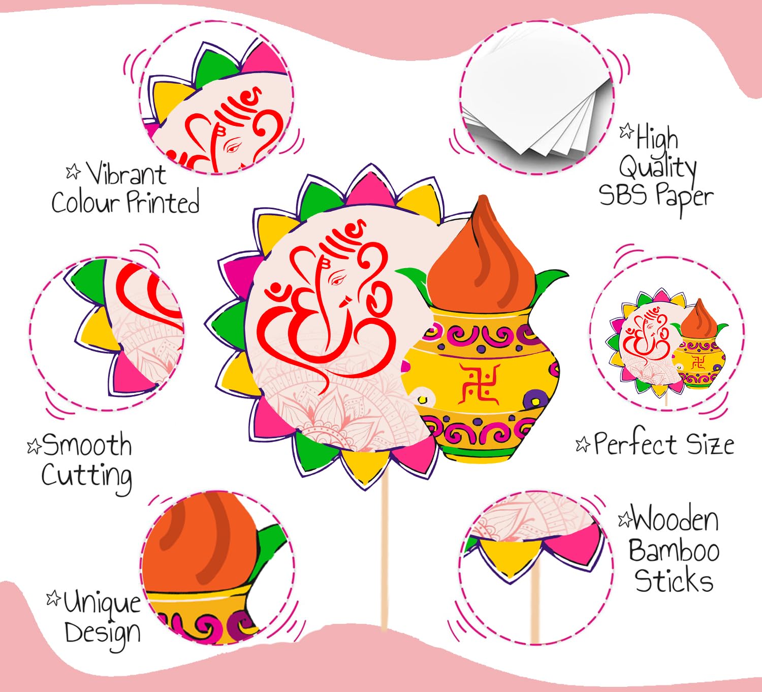 Zyozique Multicolor Rice Ceremony Bengali Photo Booth Props with Rice Ceremony Banner/Rice Ceremony Decorations Items/Rice Cerem