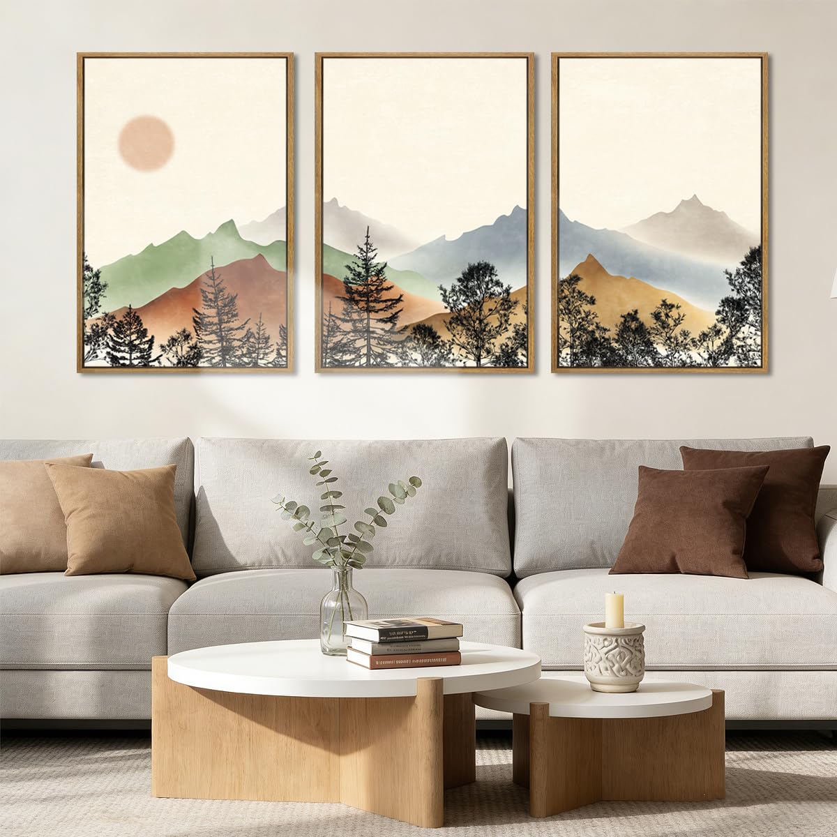 Bincue Framed Canvas Wall Art Nature Scenery Mountain