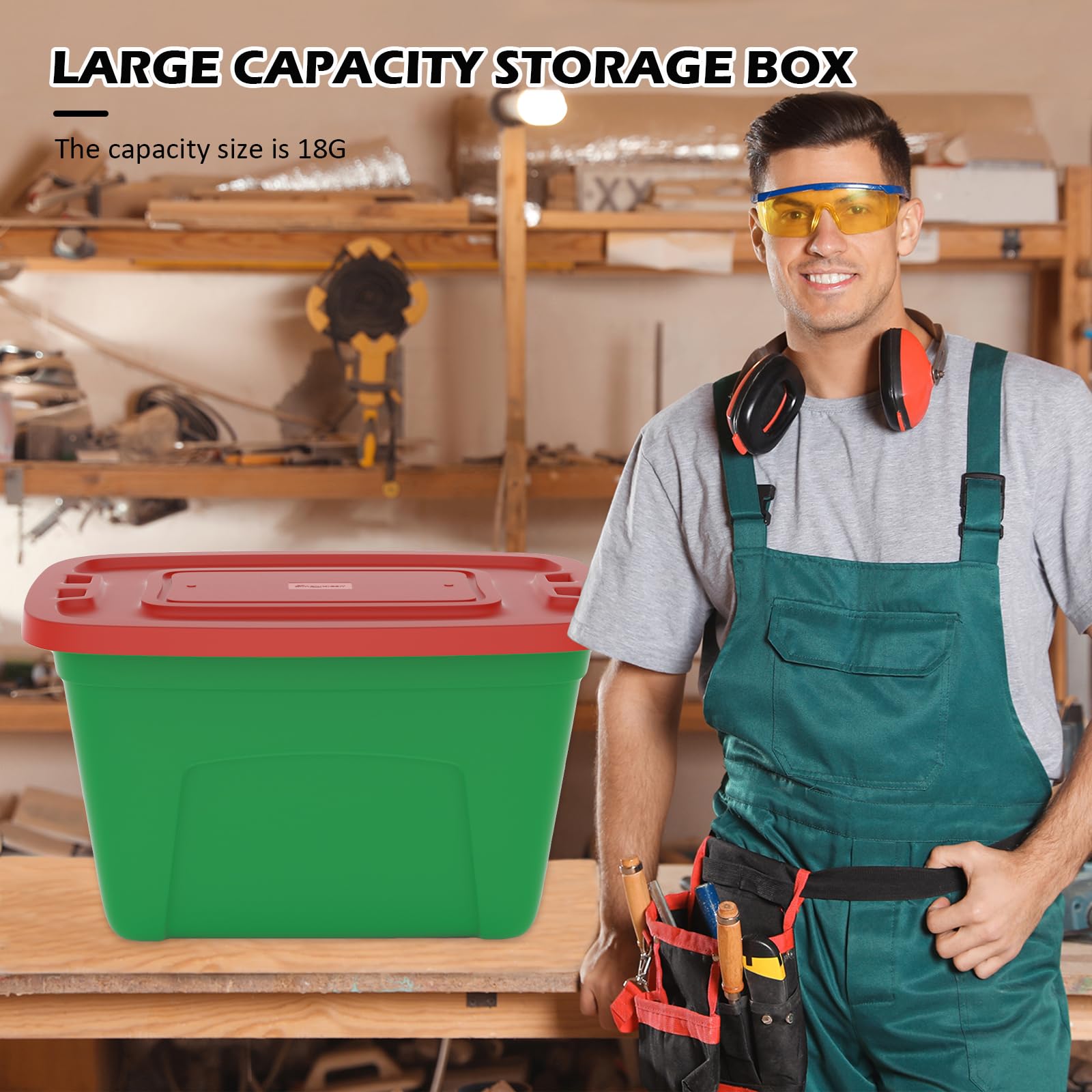 Simplykleen 4-Pack Christmas Storage Totes With Lids (Red/Green), 18-Gallon (72-Quart) Organization Bins, 25.50'' X 17.00'' X 15