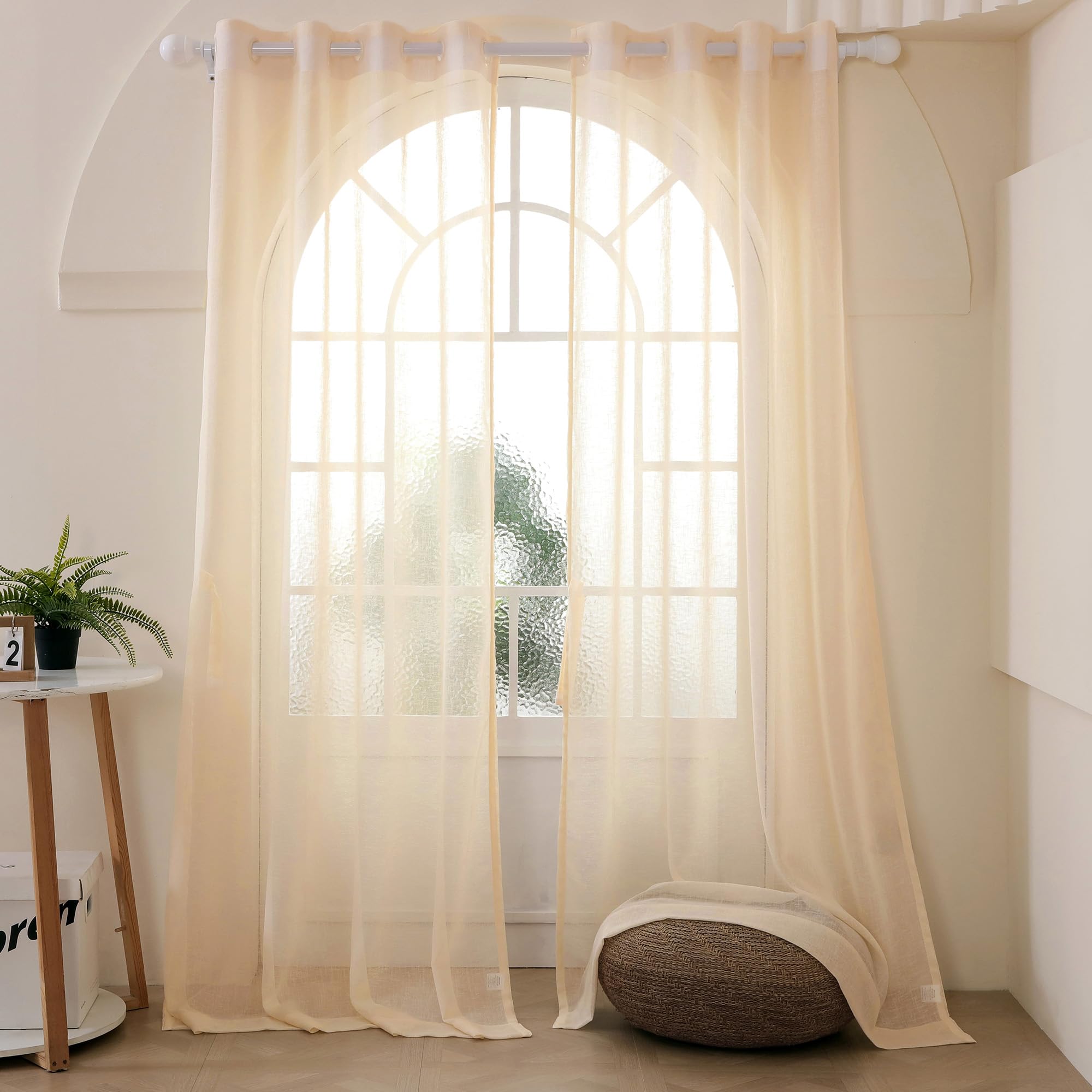 Story@Home Door Cotton Curtains 7 Feet Long Set Of 2 | Solid Printed | Semi Transparent Curtain | Net Curtains | Curtain For Liv