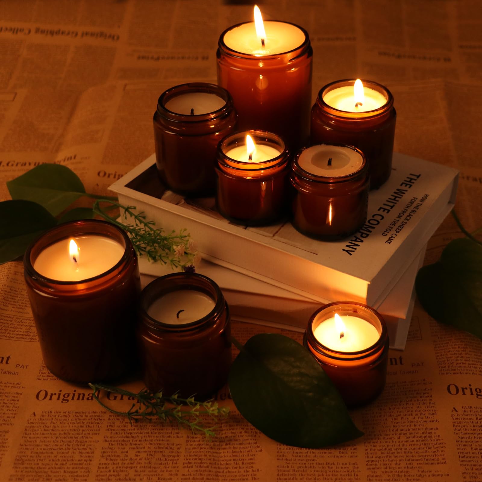 3 Pack 8 Oz Amber Glass Jars With Lids, Cosmetic Jars With Inner Liners And Black Lids, Lotion Jars, Candle Making Jars For Loti