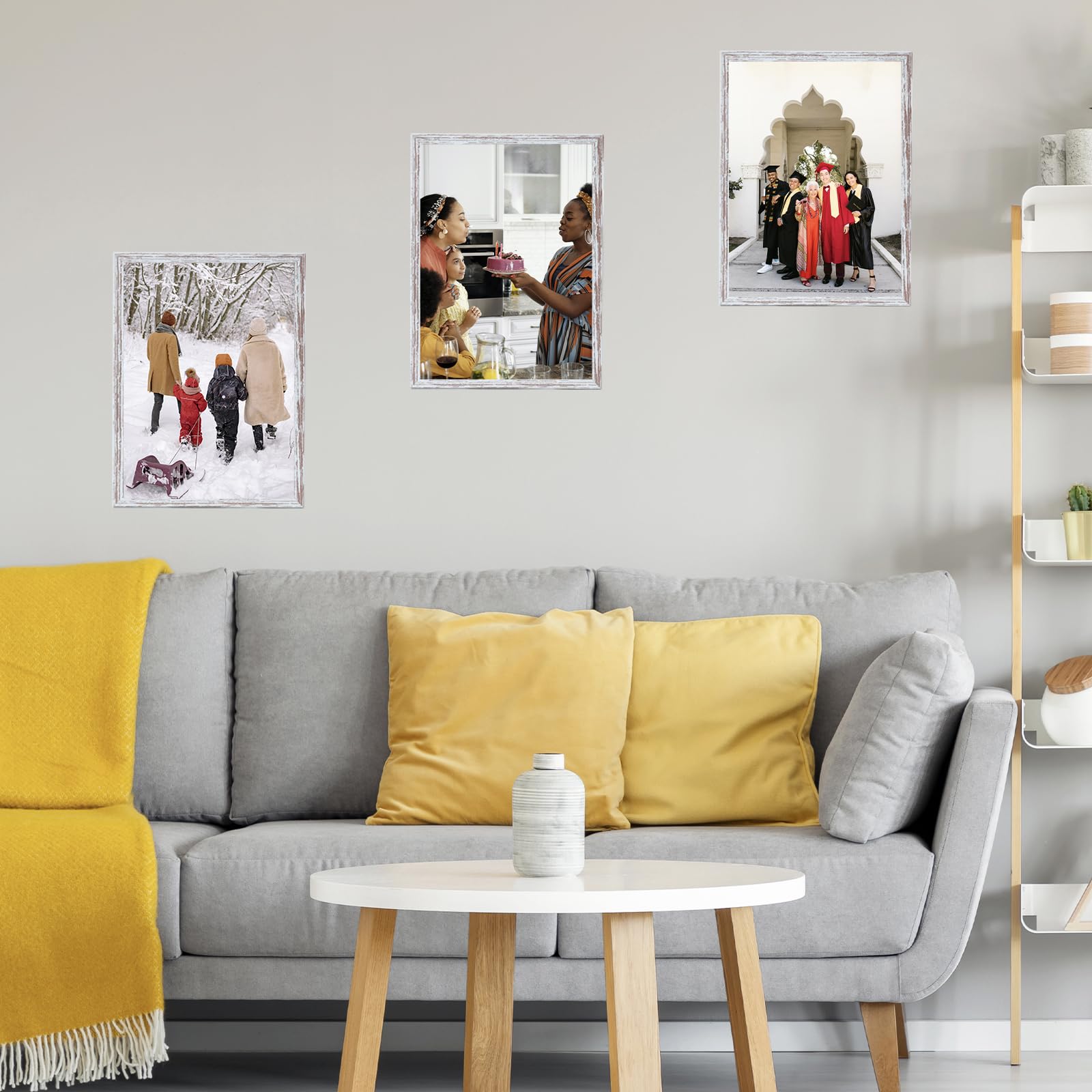 JCJMY 16x24 Picture Frame Rustic White for Poster Photo Picture and 40x60 cm Canvas, Horizontal and Vertical Formats for Wall Ha