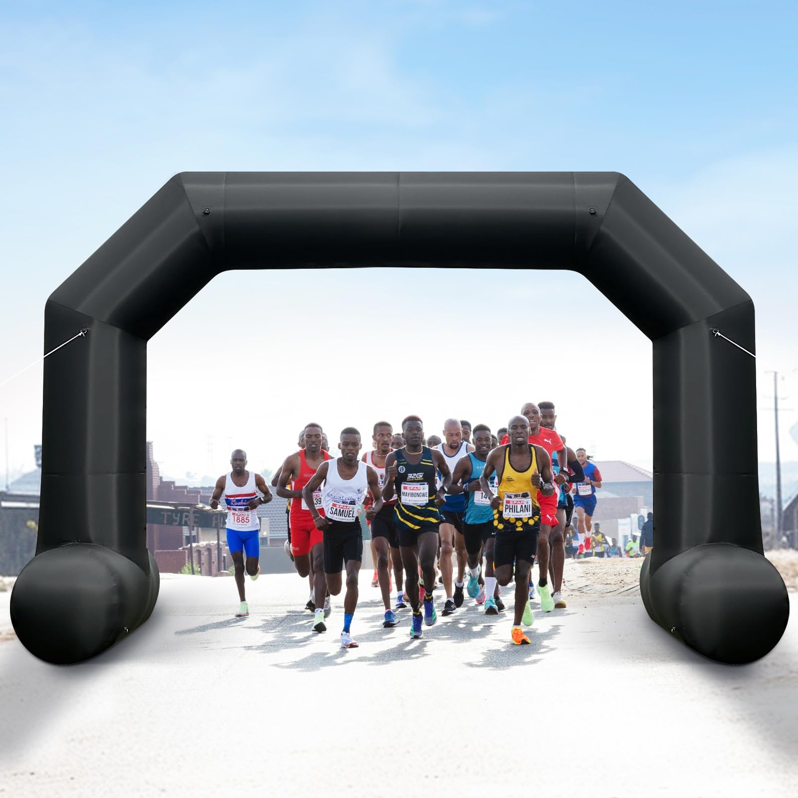 Cinnliy 20Ft Black Inflatable Start/Finish Arch Outdoor, Sport Blow Up Arch Inflatable for Race, Outdoor Sport Party, Advertisin