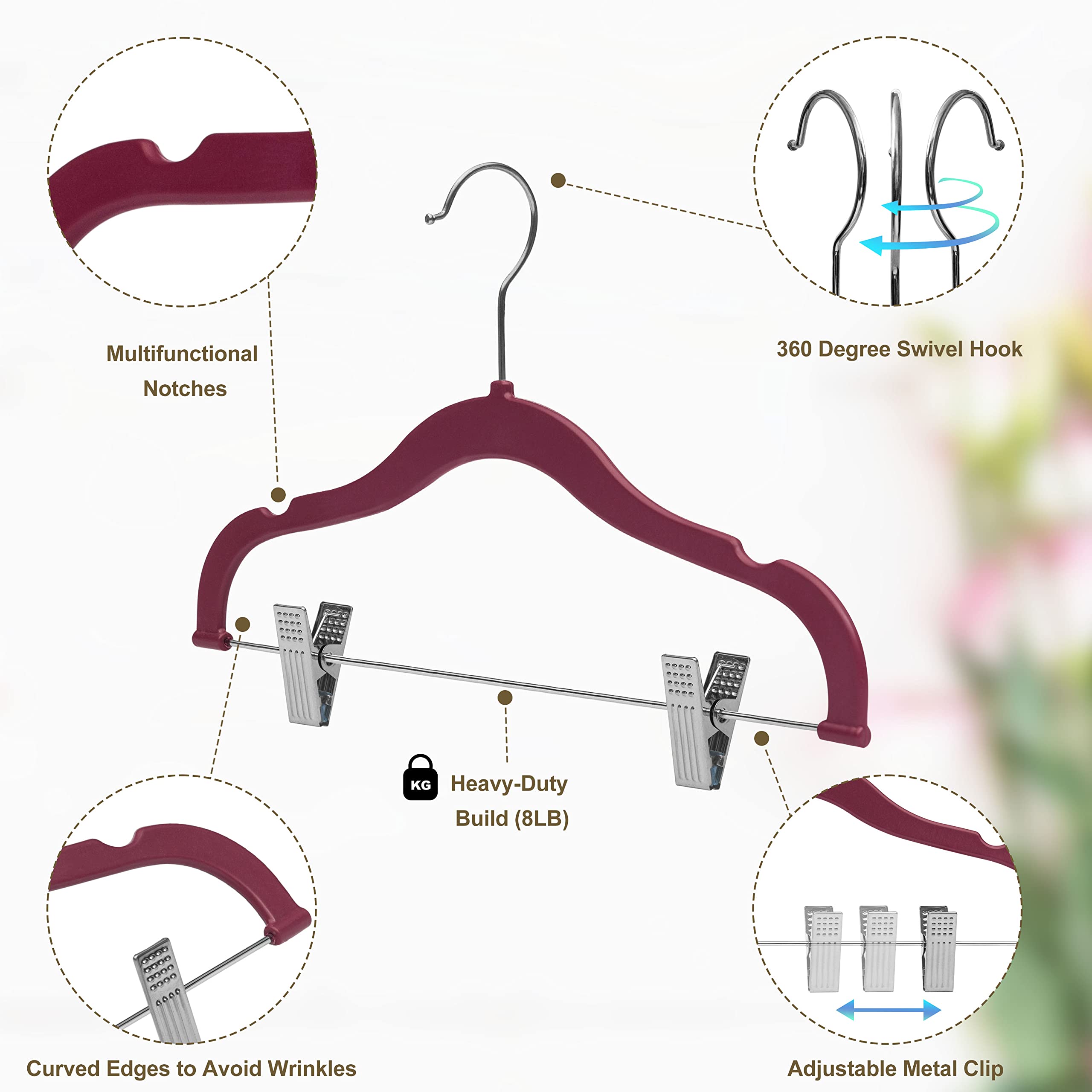100 Quality Kids Plastic Non Velvet Non-Flocked Thin Compact Skirt Pant Coat Hangers With Metal Clips For Skirts Pants Blouses 3