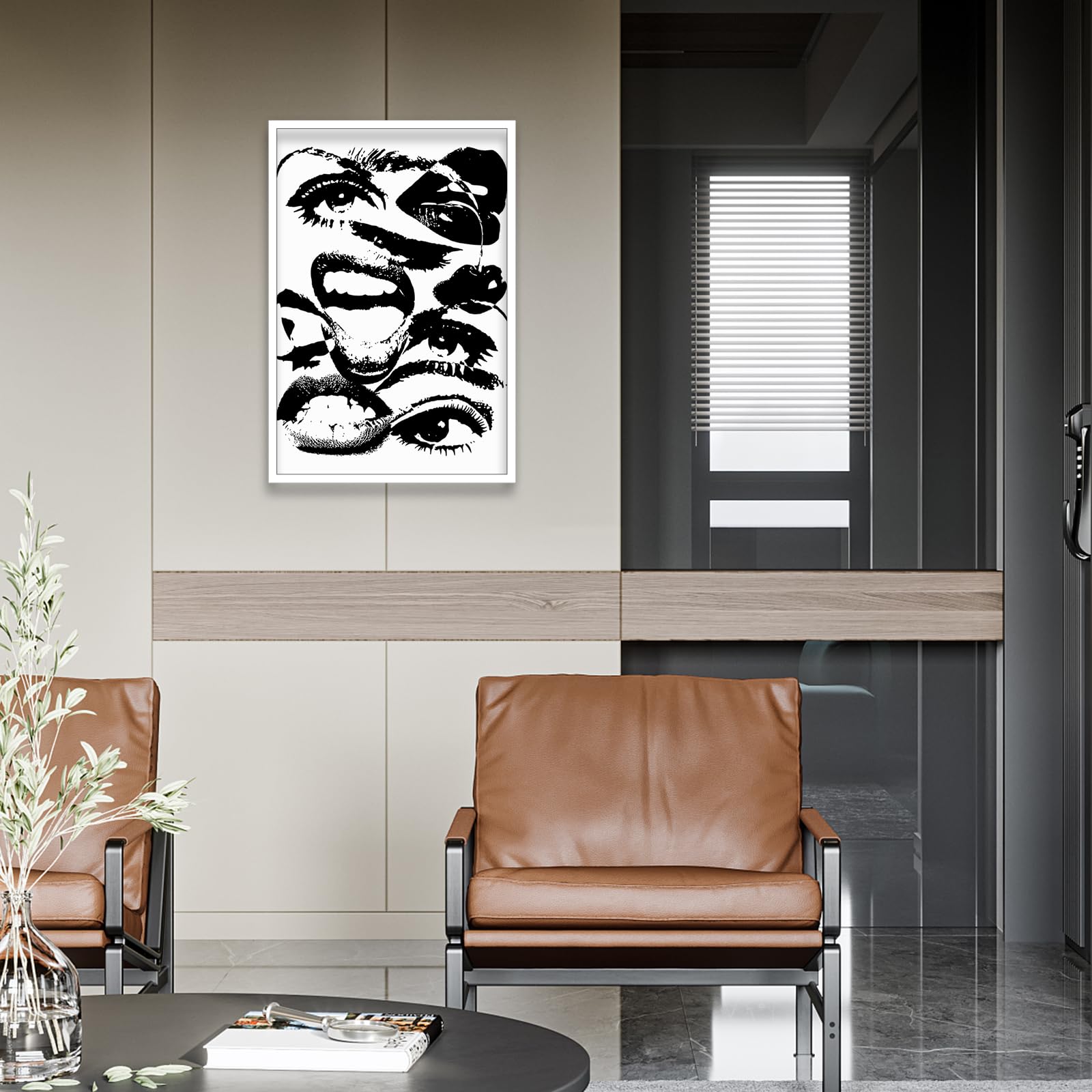 Dfaiuy Black And White Quirky Abstract Wall Art Retro Downtown Girl Posters Trendy Weird Eyes Lips Canvas Prints Preppy Aestheti