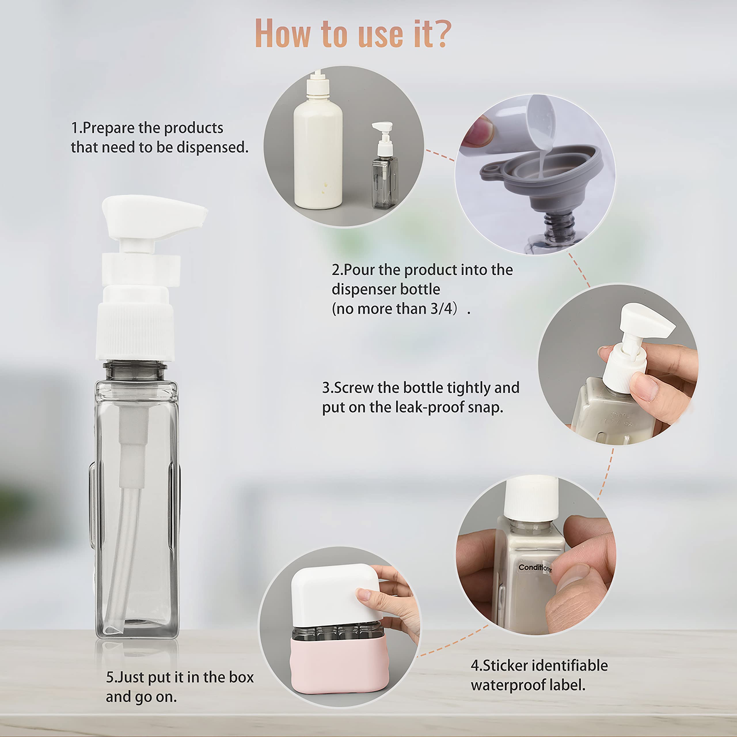 Bpluma Travel Bottles  Leak Proof Containers For Toiletries TSA Approved Airplane Accessories Kits For Liquid With Labels