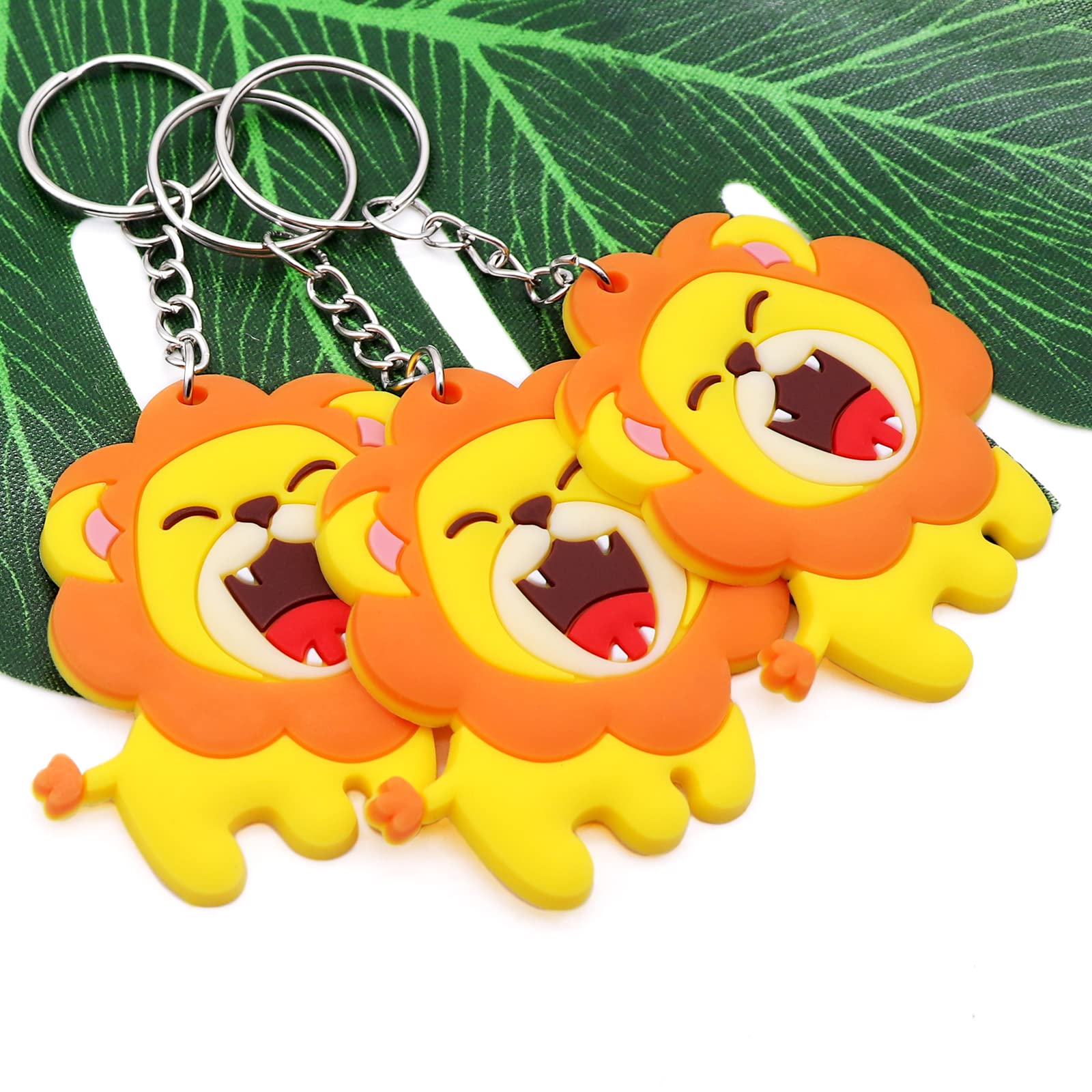 Cute Lion Keychain Birthday Party Favors 24 Sets Goodie Bags Gifts With Thank You Kraft Tags And White Gift Bags For Kid Jungle