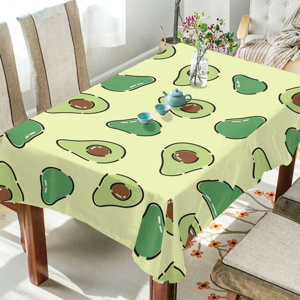 Moudou Avocado Tablecloth Water Resistant Spillproof Polyester Table Cover For Kitchen Dining Tabletop Decoration, 54 X 54 Inch